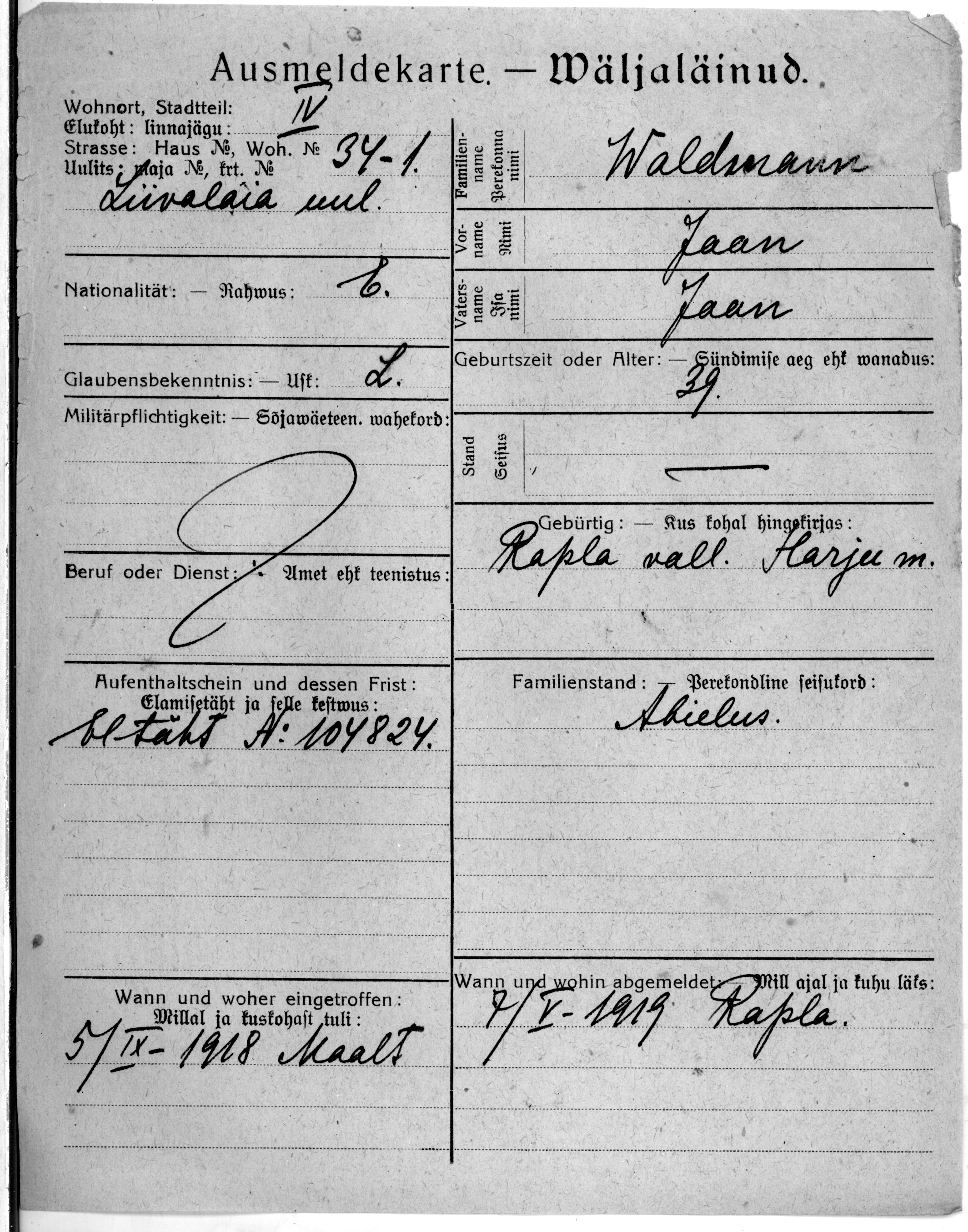 Waldmann, Jaan, Jaan