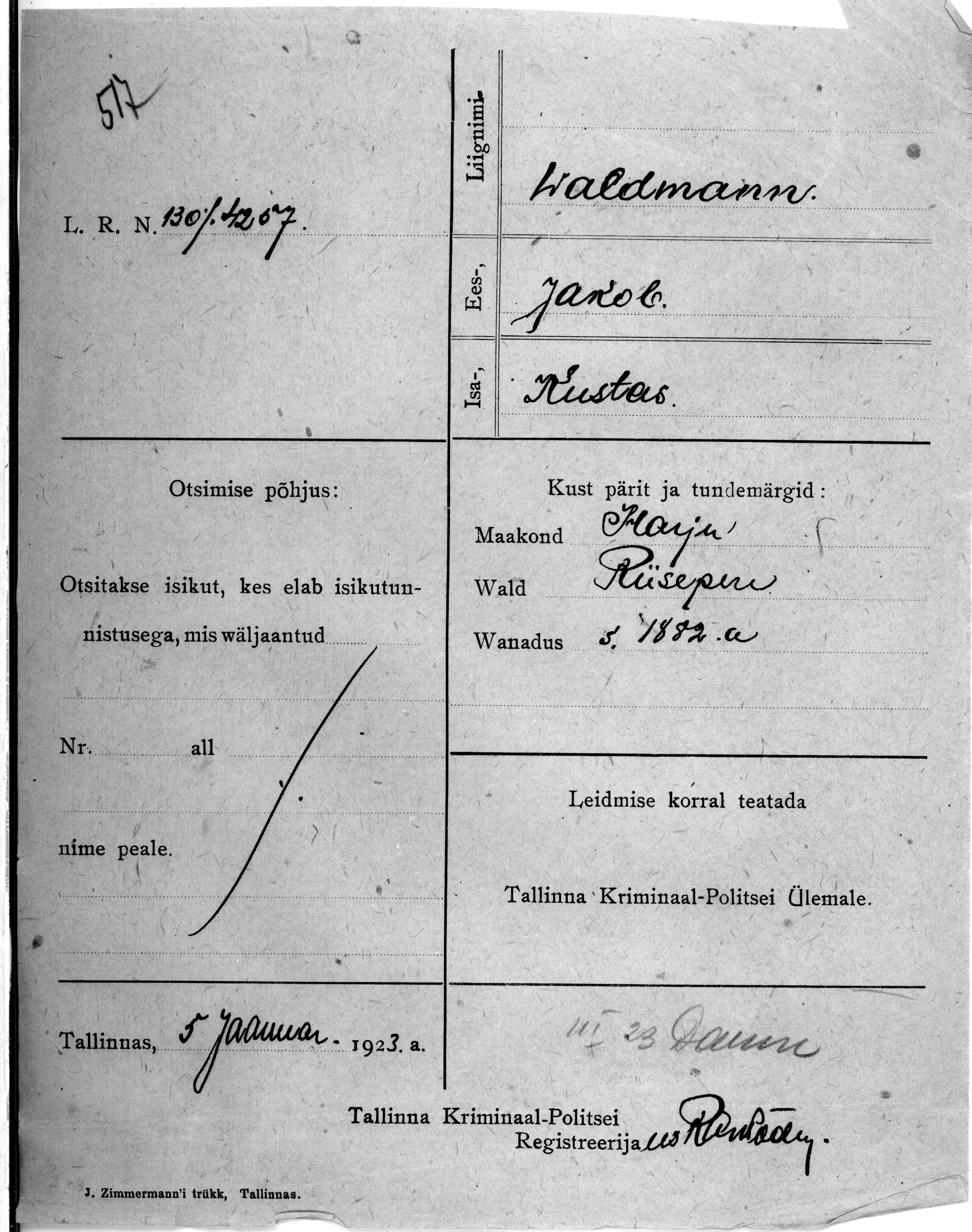 Waldmann, Jakob, Kustas