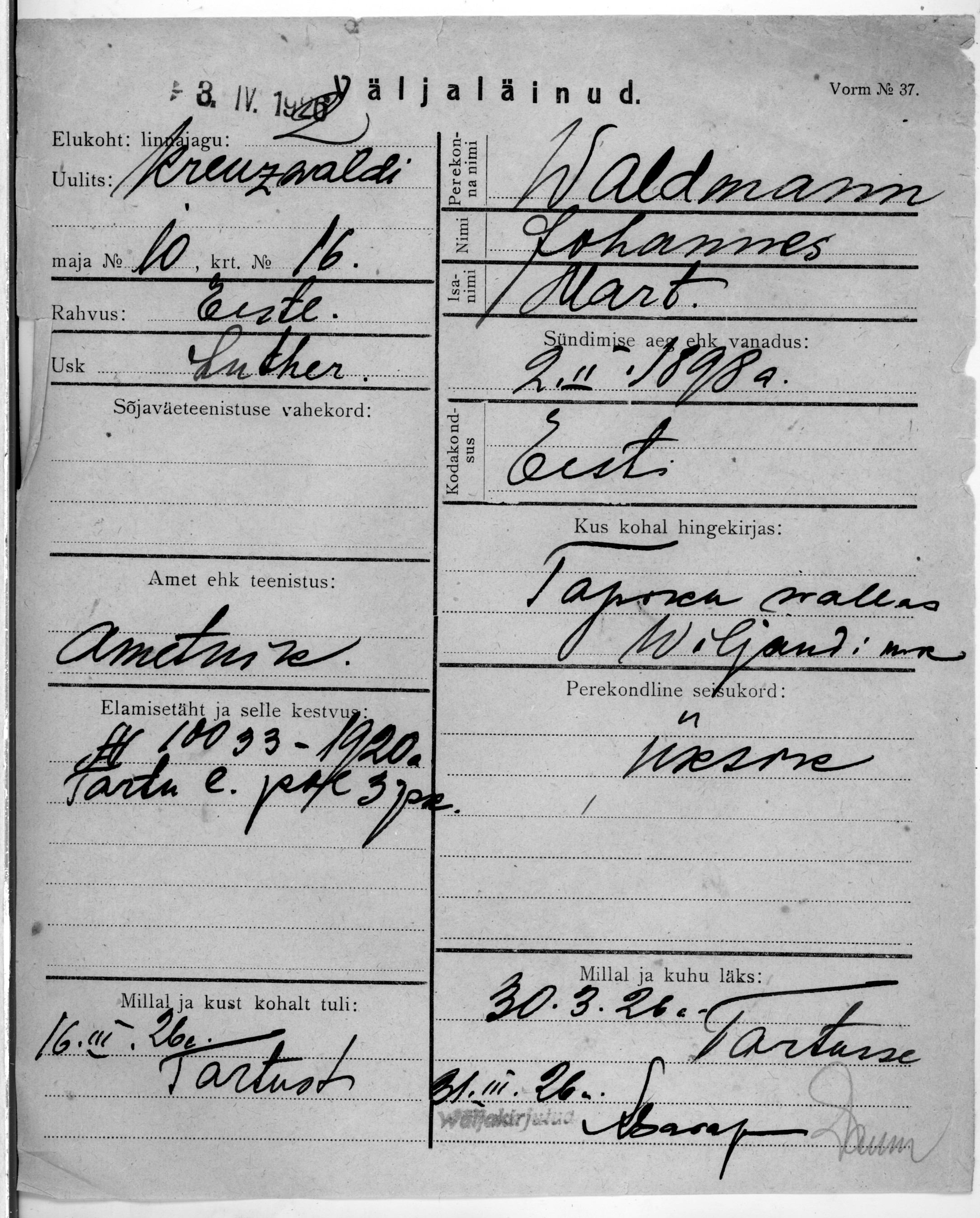 Waldmann, Johannes, Mart