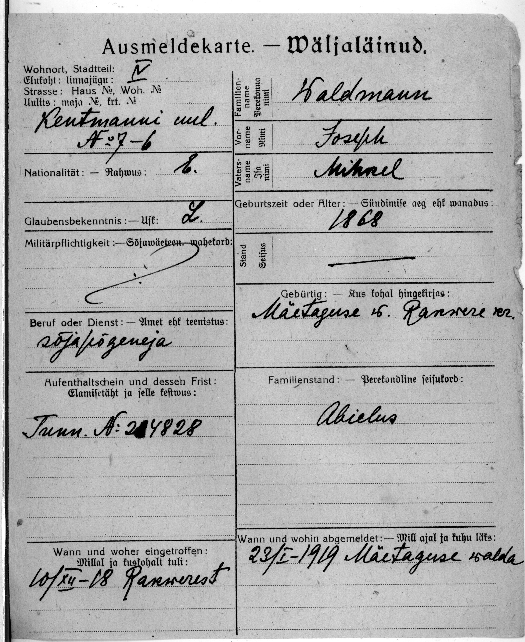 Waldmann, Joseph, Mihkel