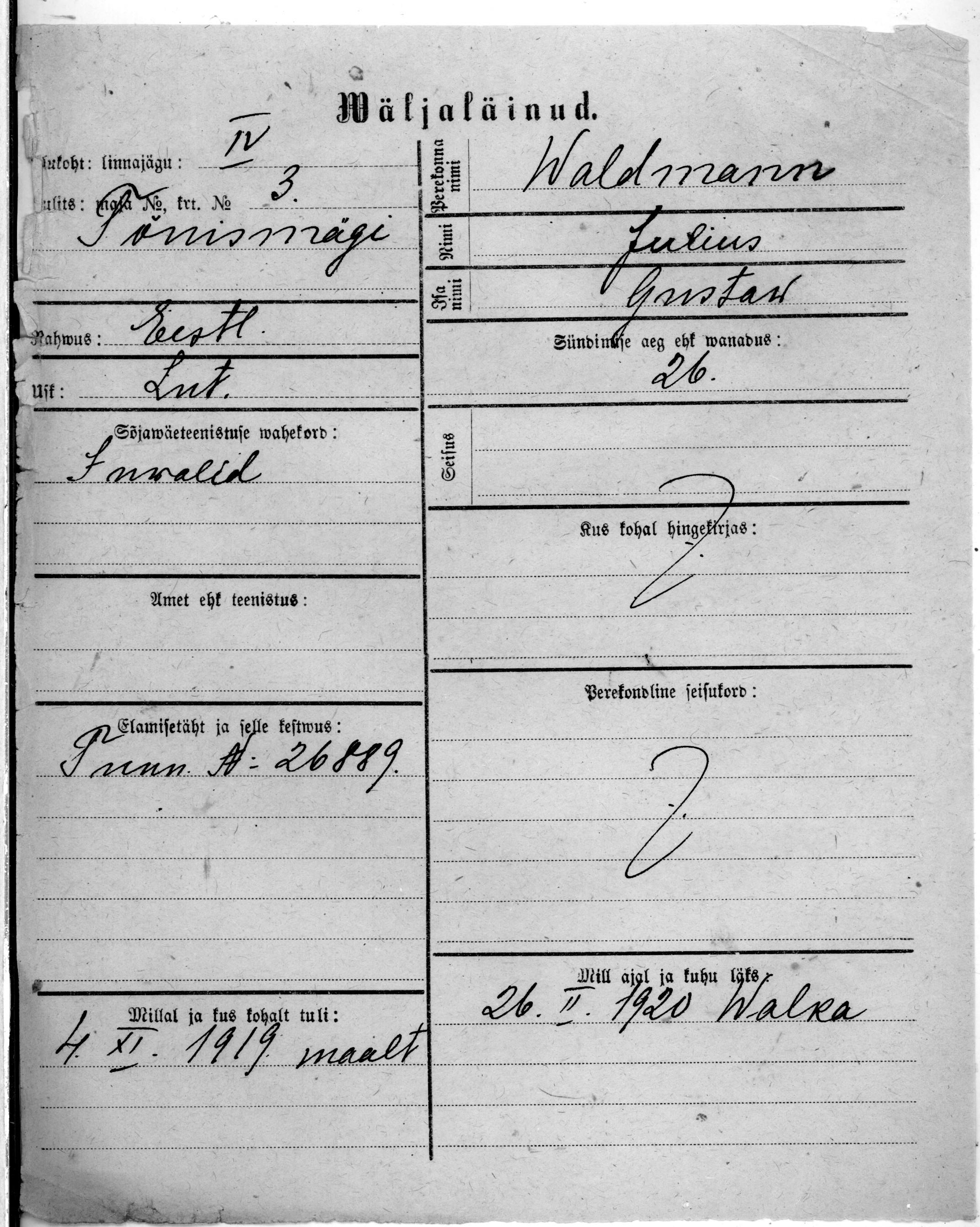 Waldmann, Julius, Gustaw