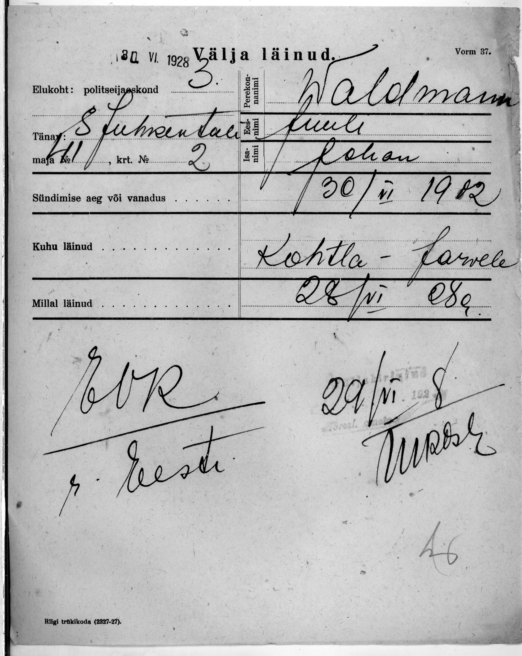 Waldmann, Juuli, Johan