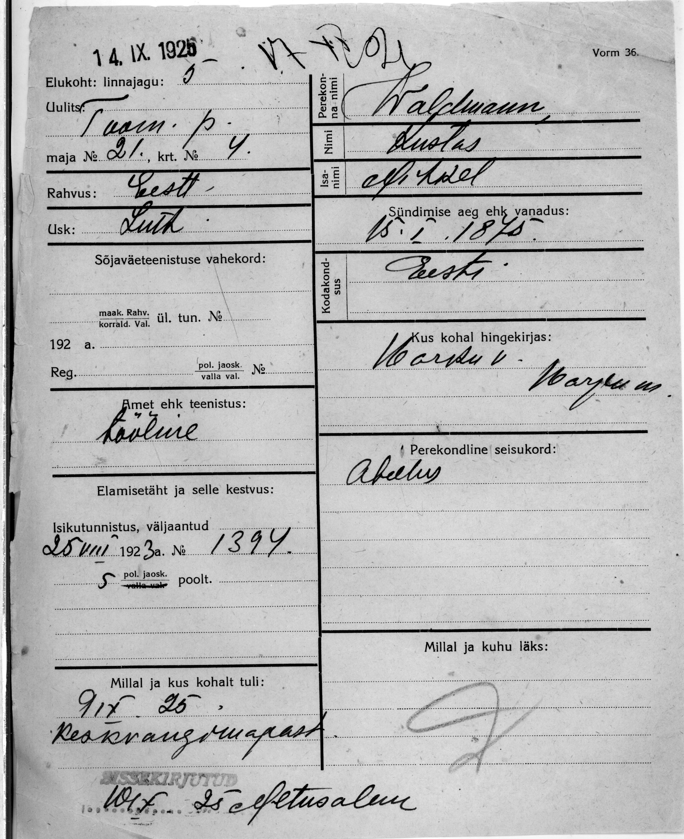 Waldmann, Kustas, Mihkel