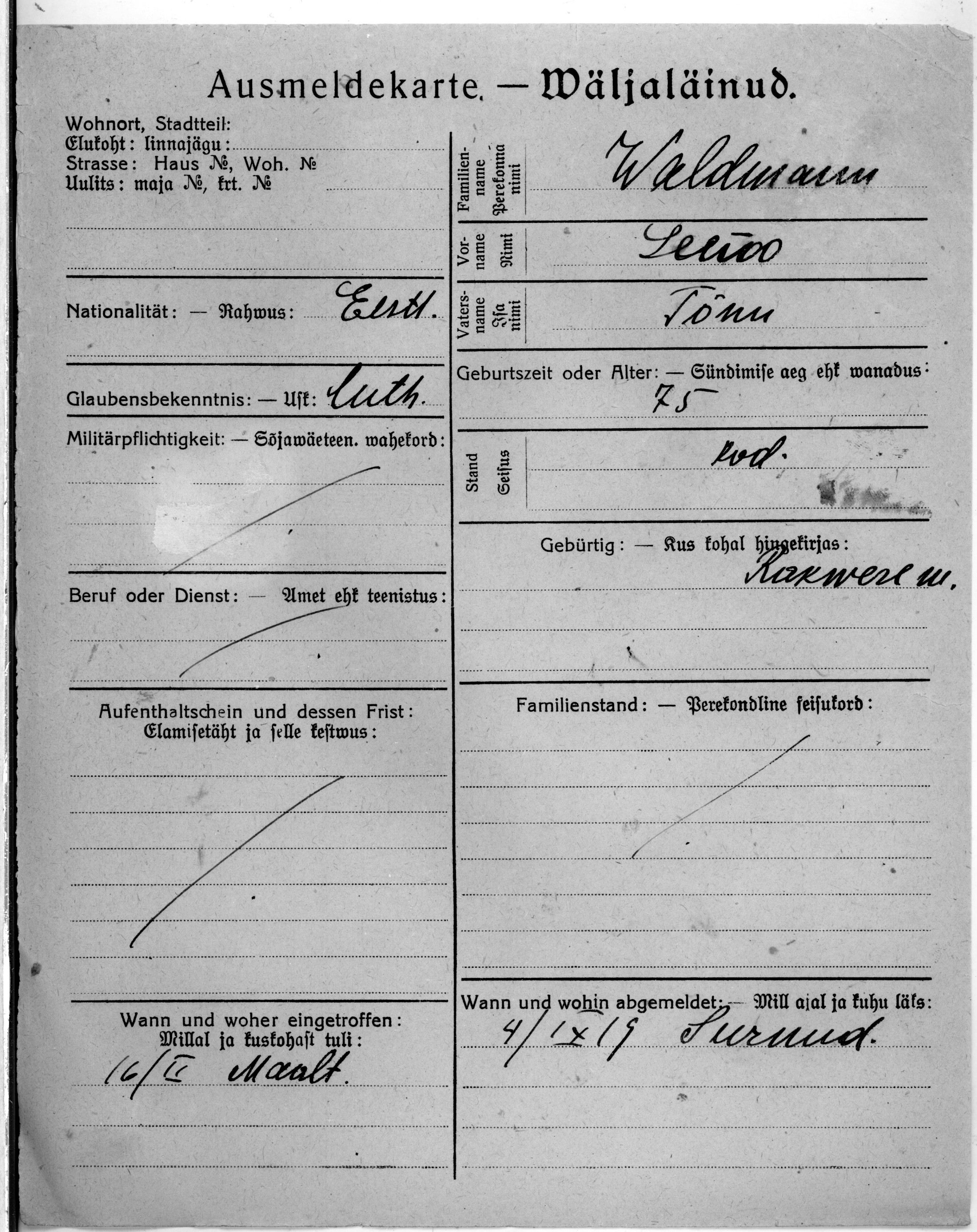 Waldmann, Leeno, Tõnu