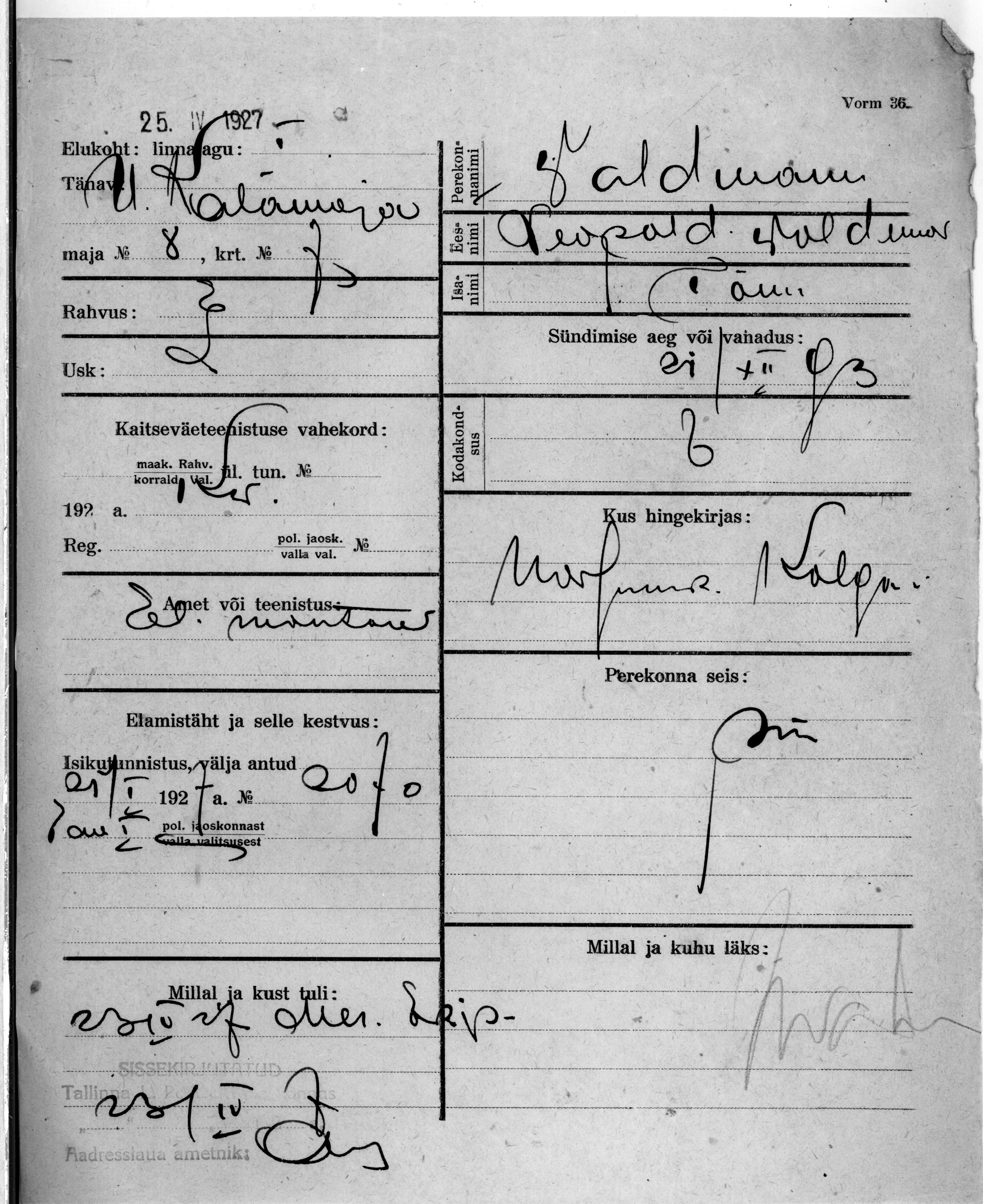 Waldmann, Leopold woldemar, Tõnu