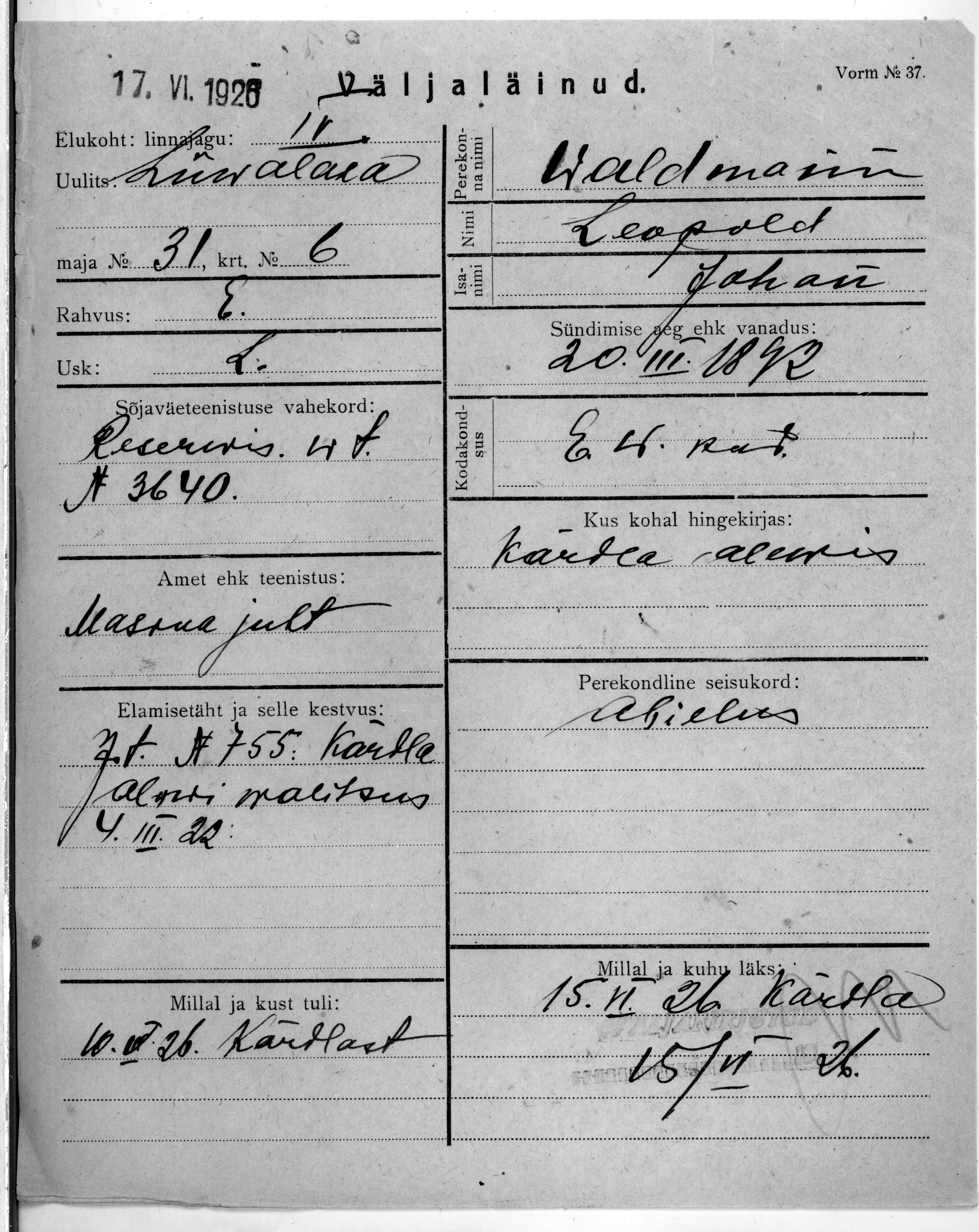 Waldmann, Leopold, Johan