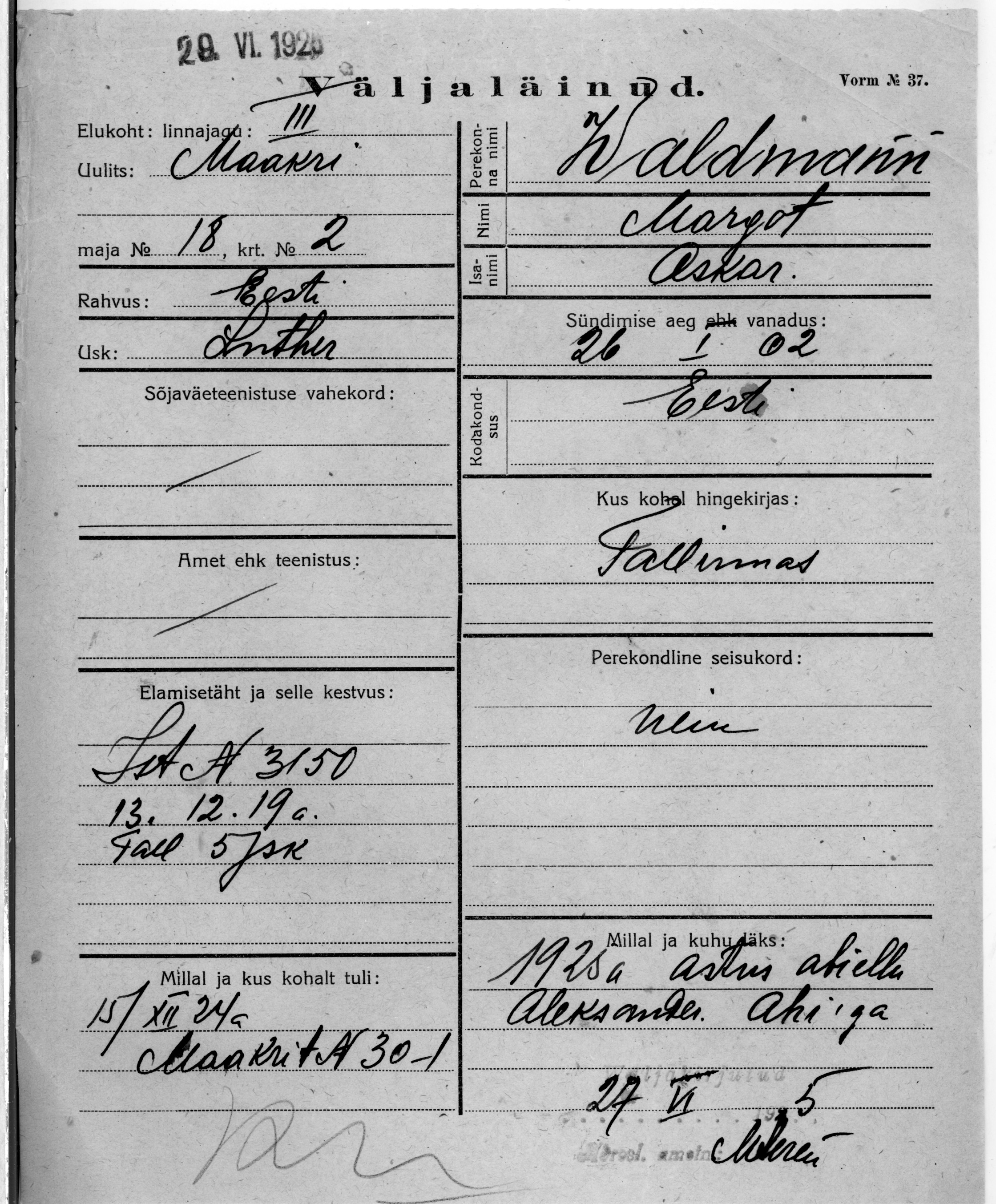 Waldmann, Margot, Oskar