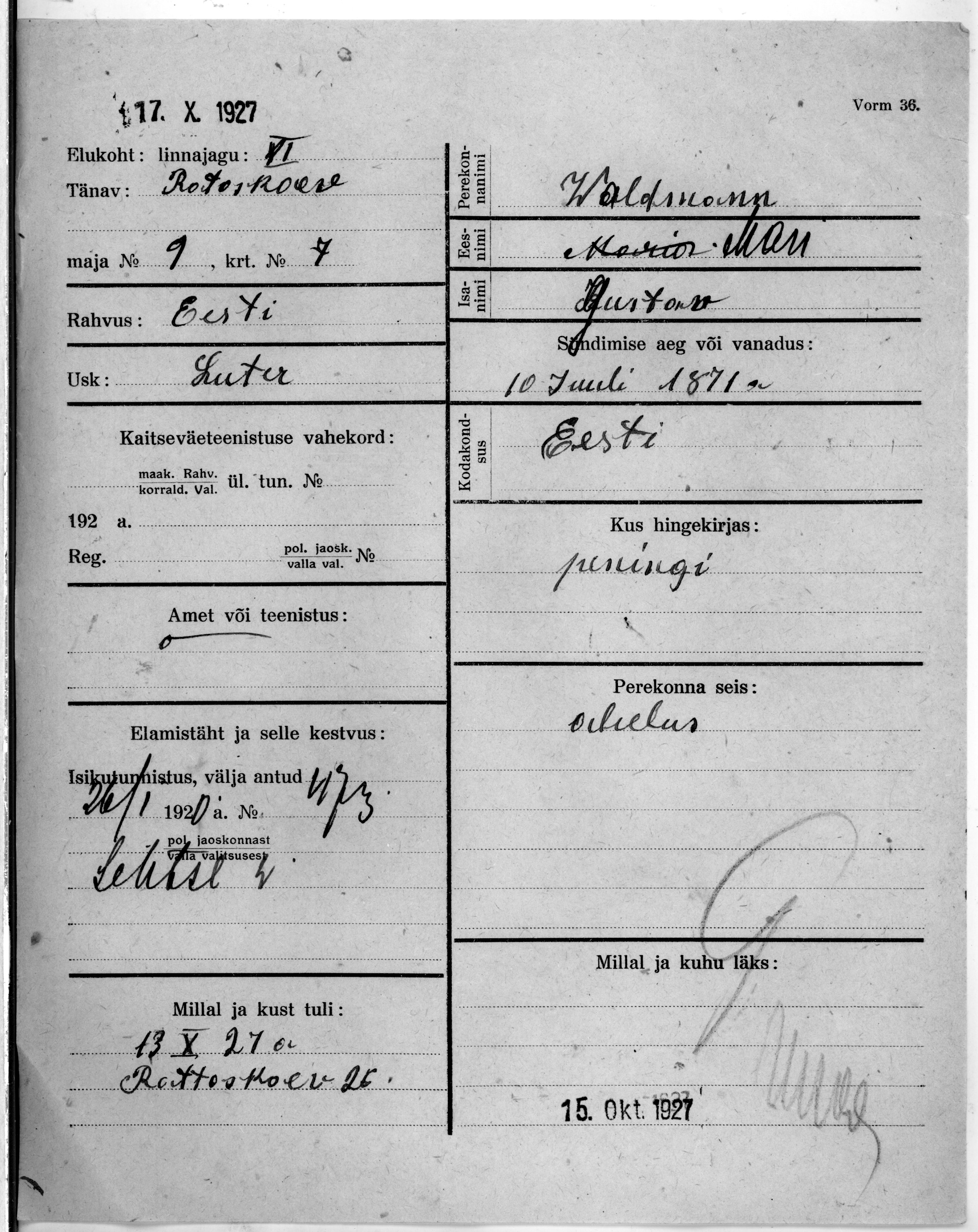 Waldmann, Mari, Gustaw