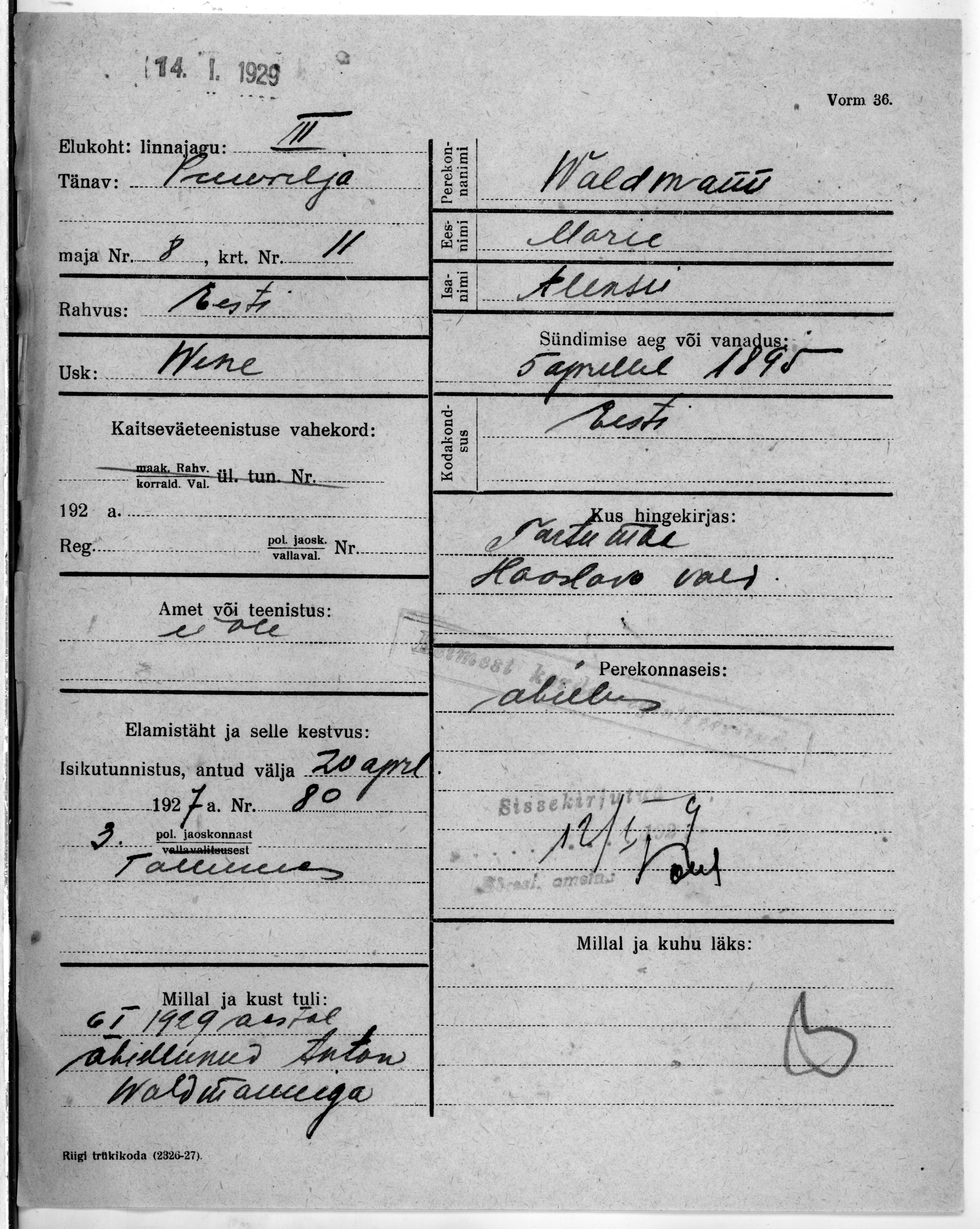 Waldmann, Marie, Aleksei