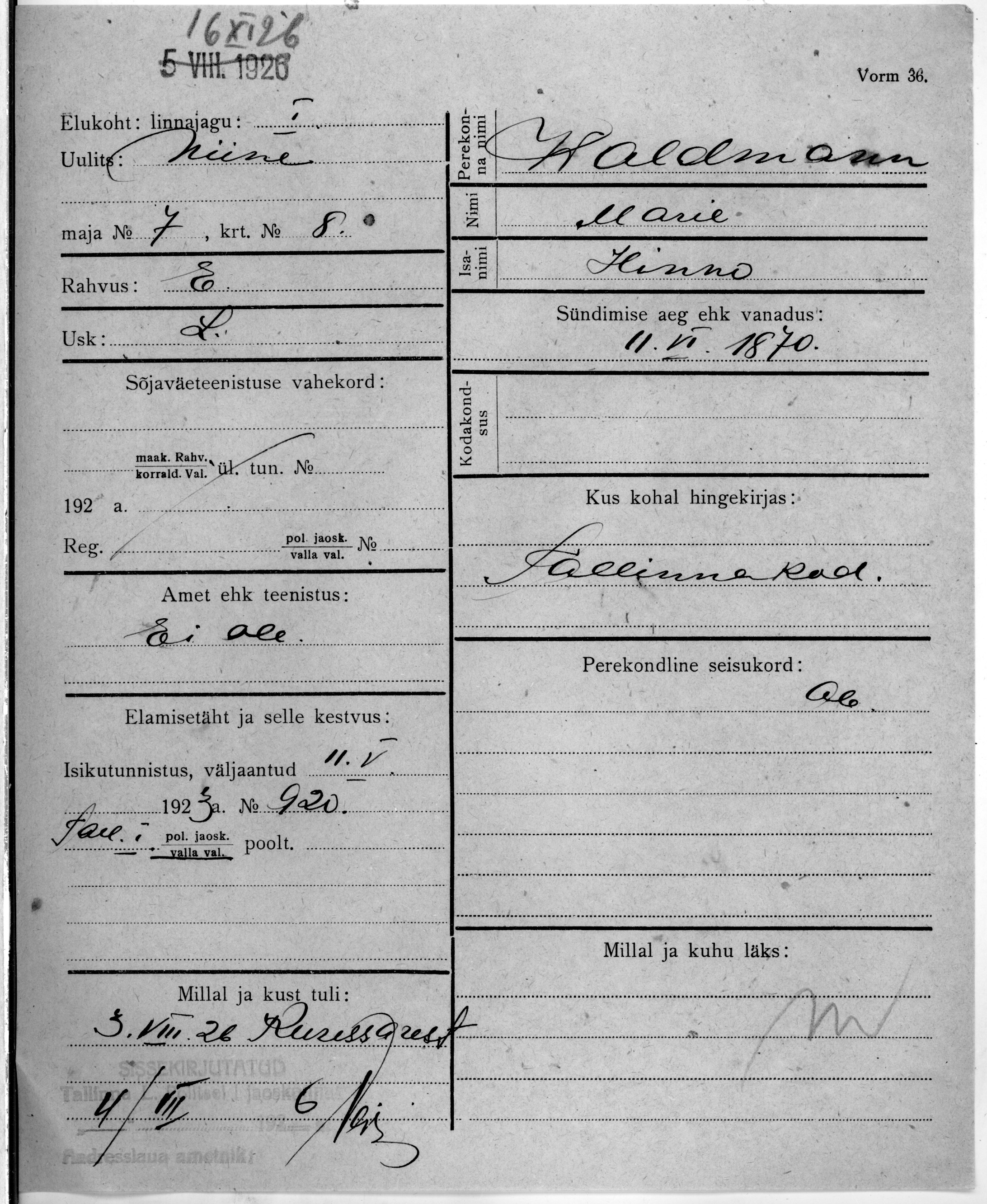 Waldmann, Marie, Hinno