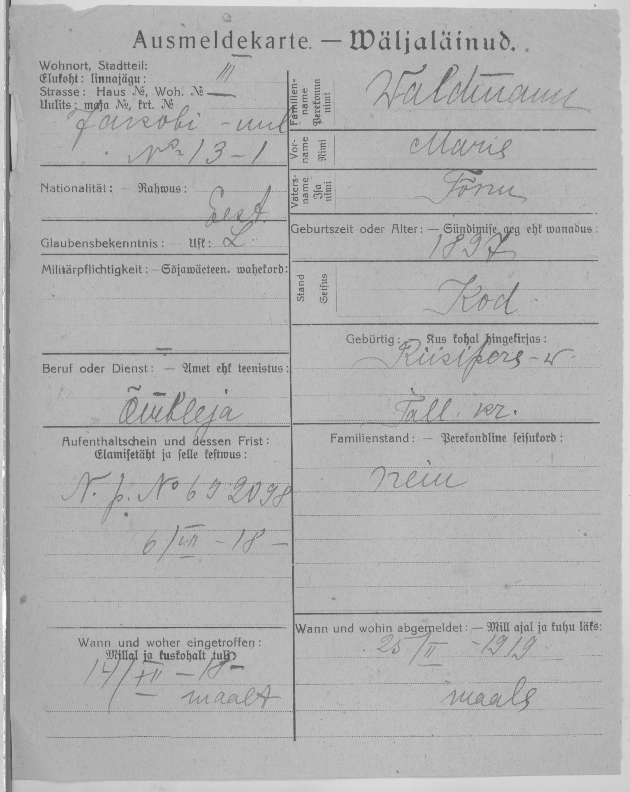 Waldmann, Marie, Tõnu