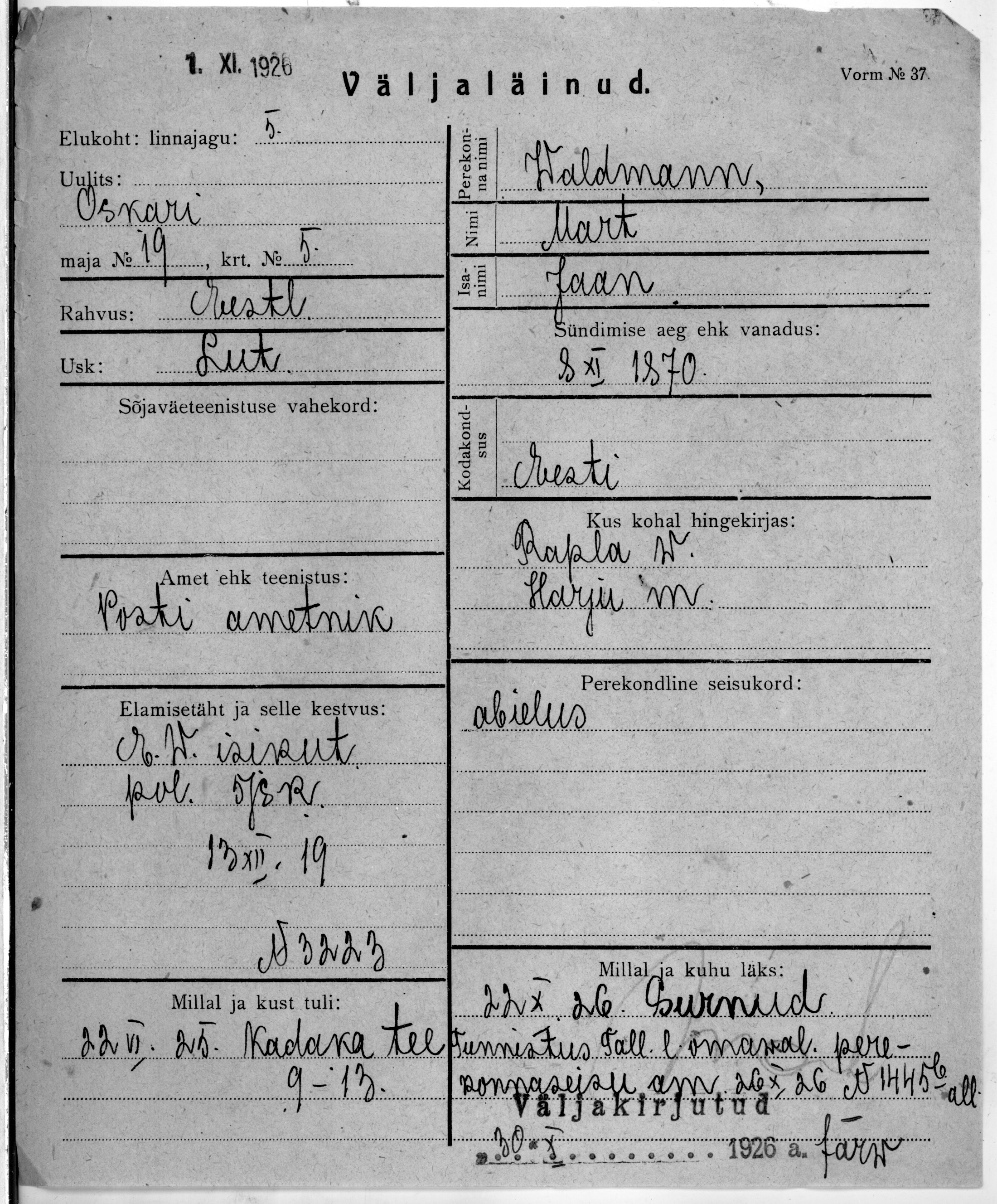 Waldmann, Mart, Jaan