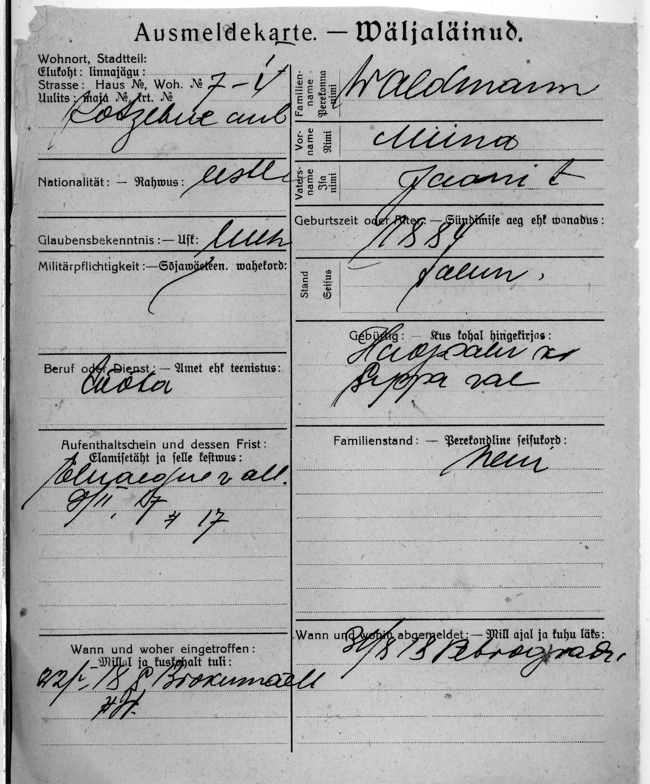 Waldmann, Miina, Jaan