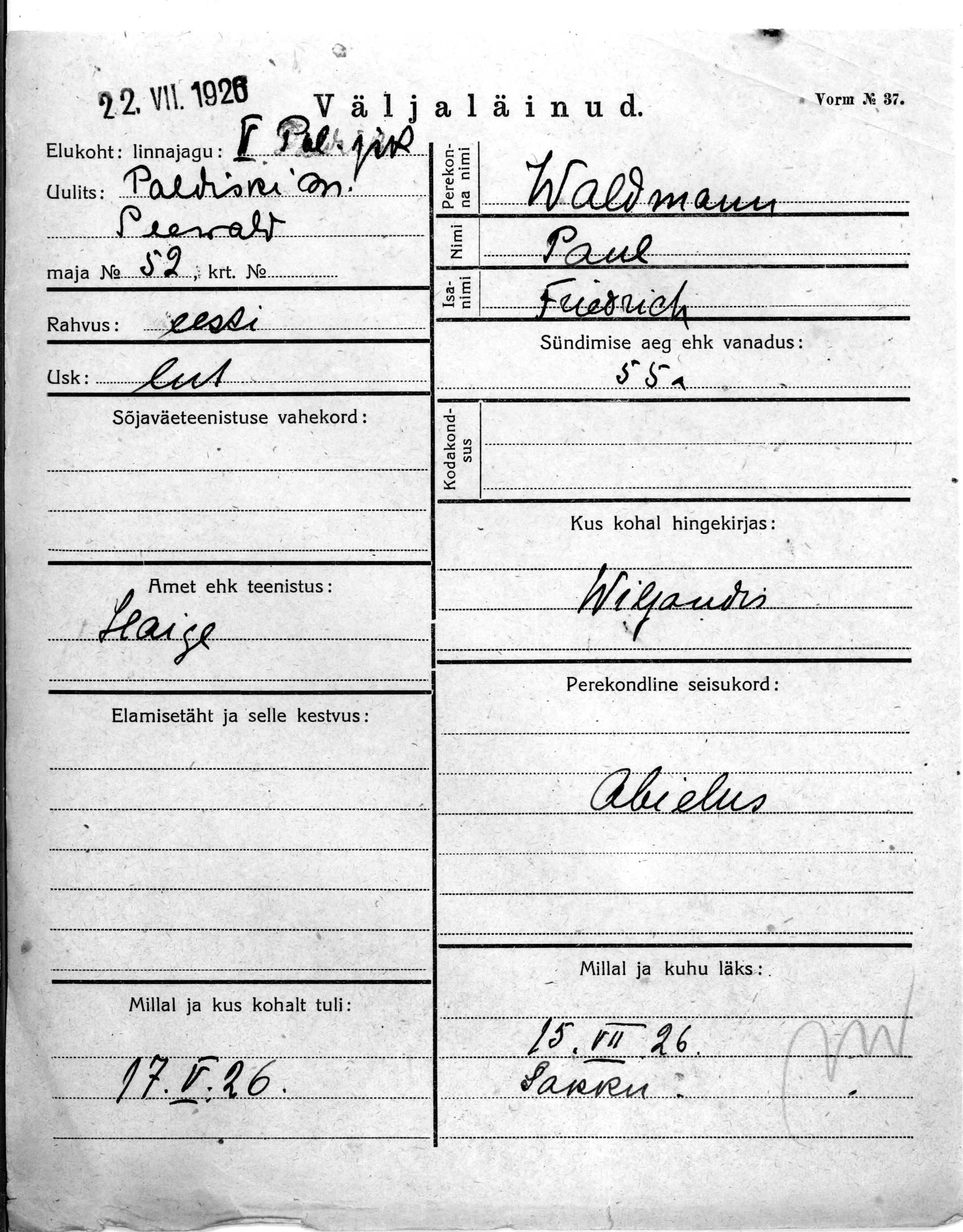 Waldmann, Paul, Friedrich