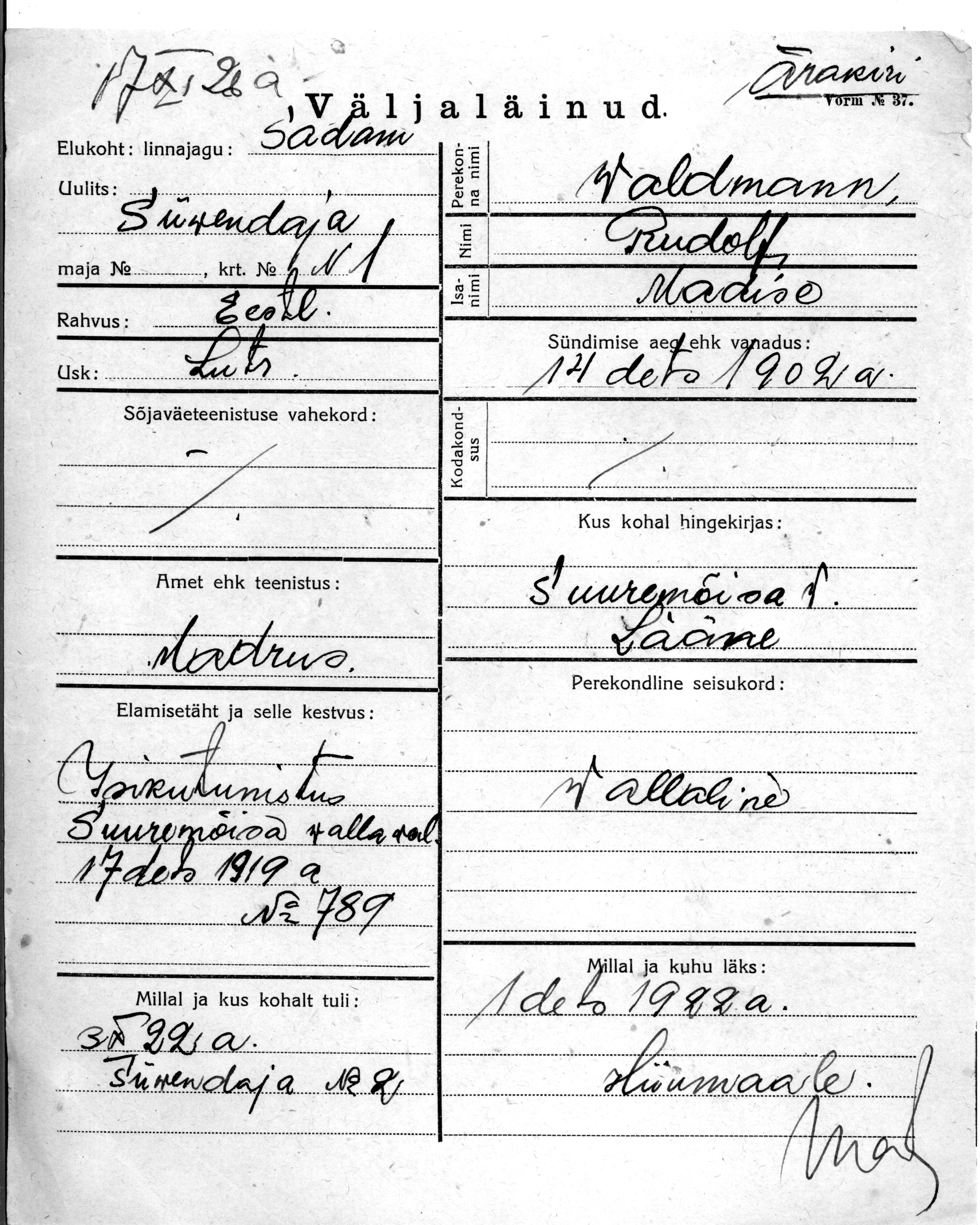 Waldmann, Rudolf, Madis