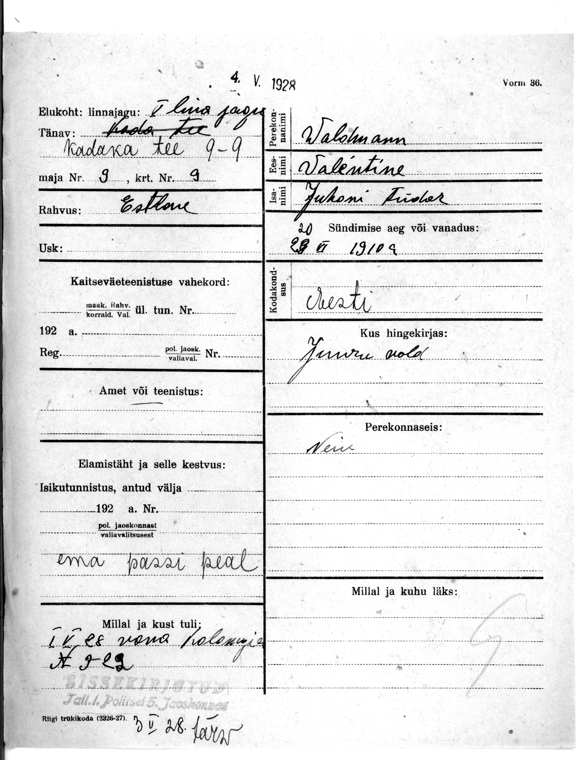 Waldmann, Walentine, Juhan