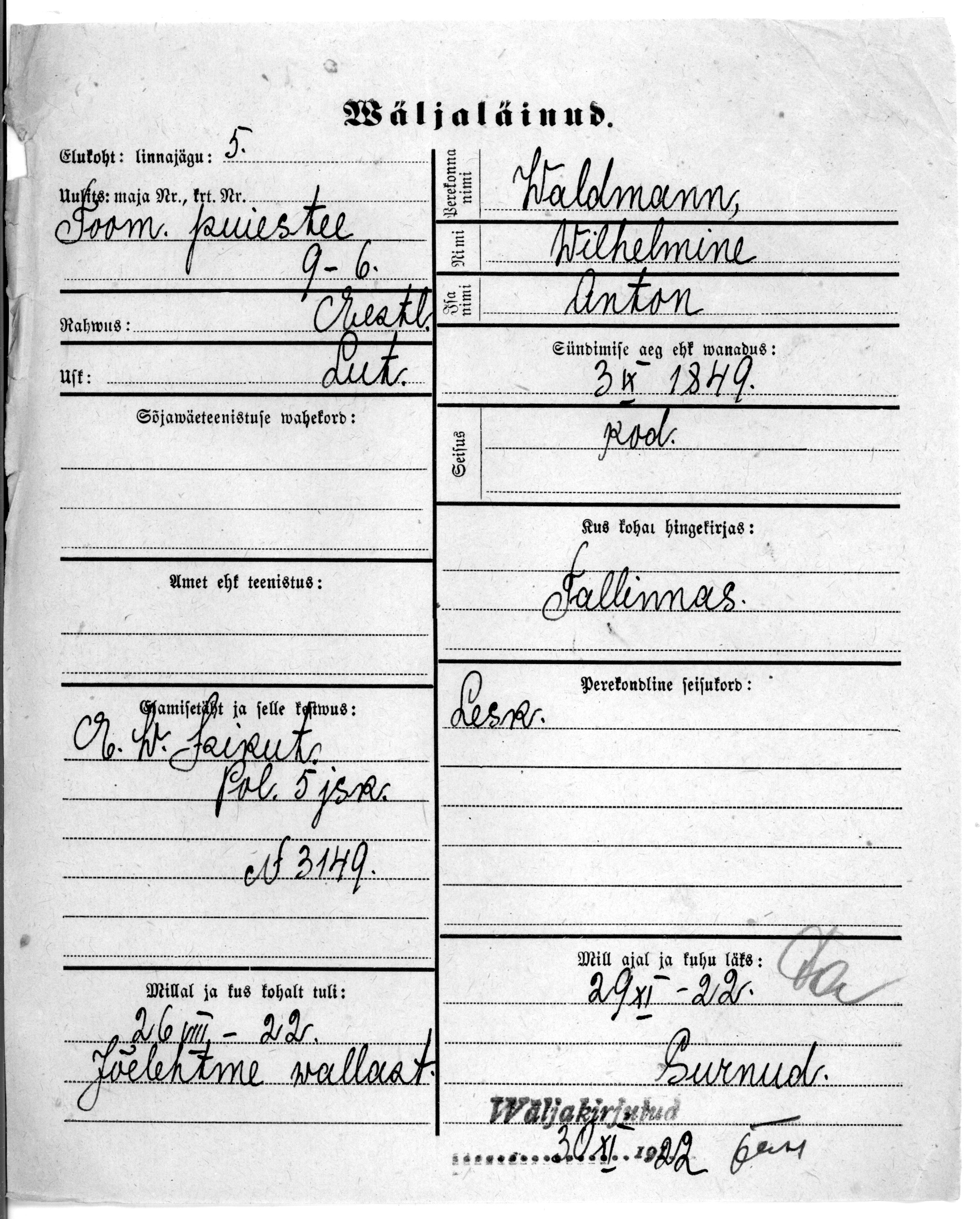 Waldmann, Wilhelmine, Anton