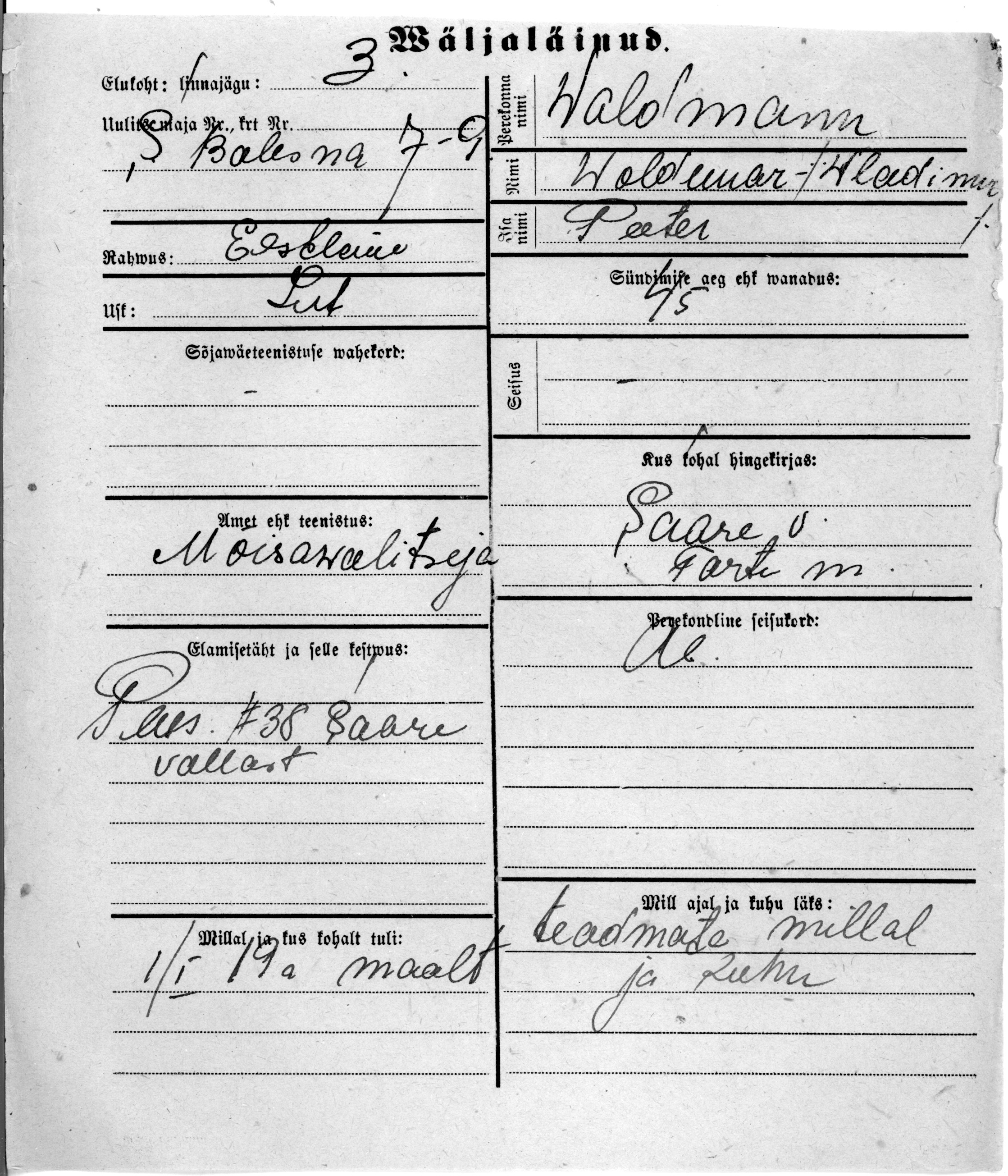 Waldmann, Woldemar(wladimir), Peeter