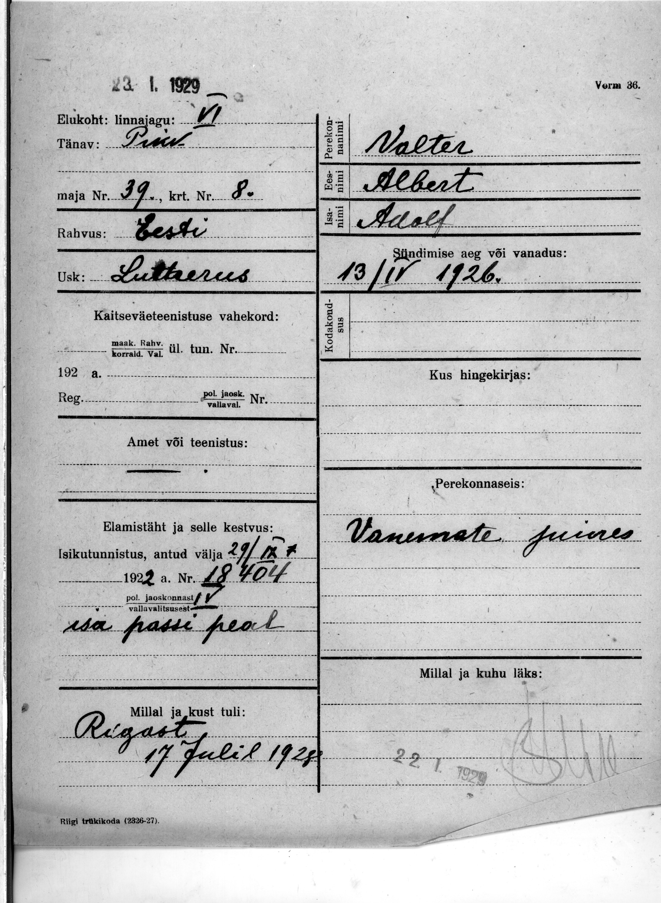 Valter, Albert, Adolf