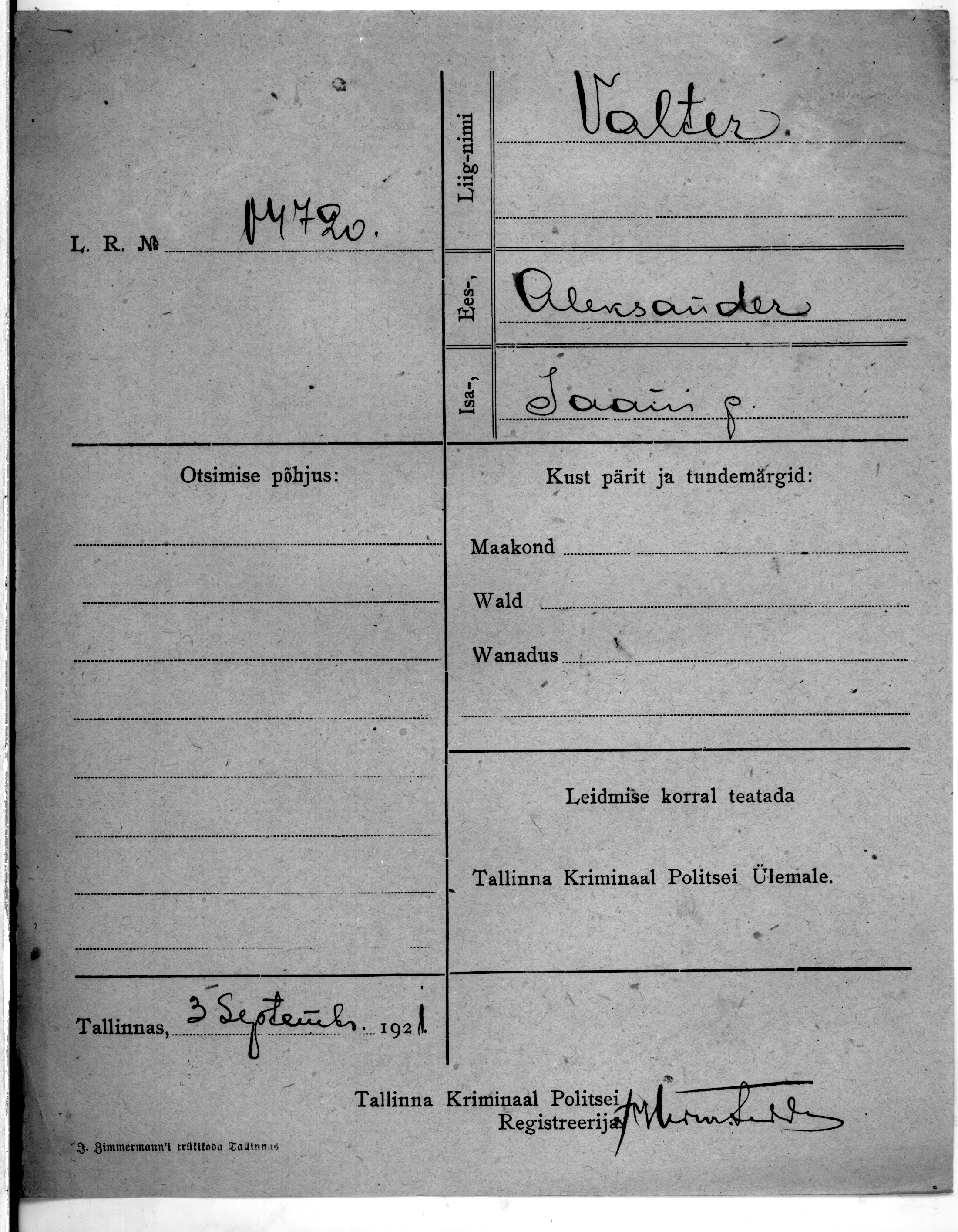 Valter, Aleksander, Jaan