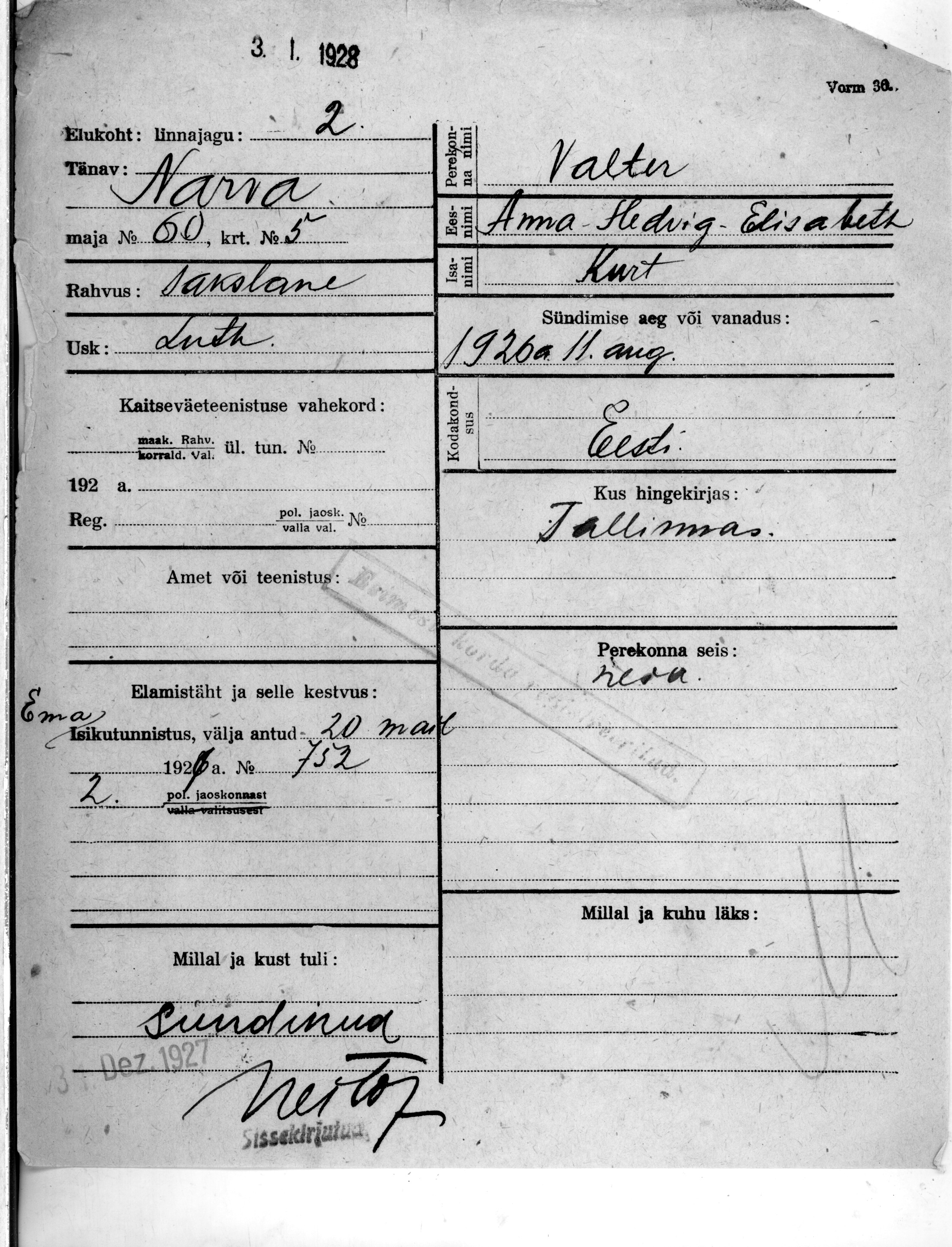 Valter, Anna-Hedvig-Elisabeth, Kurt