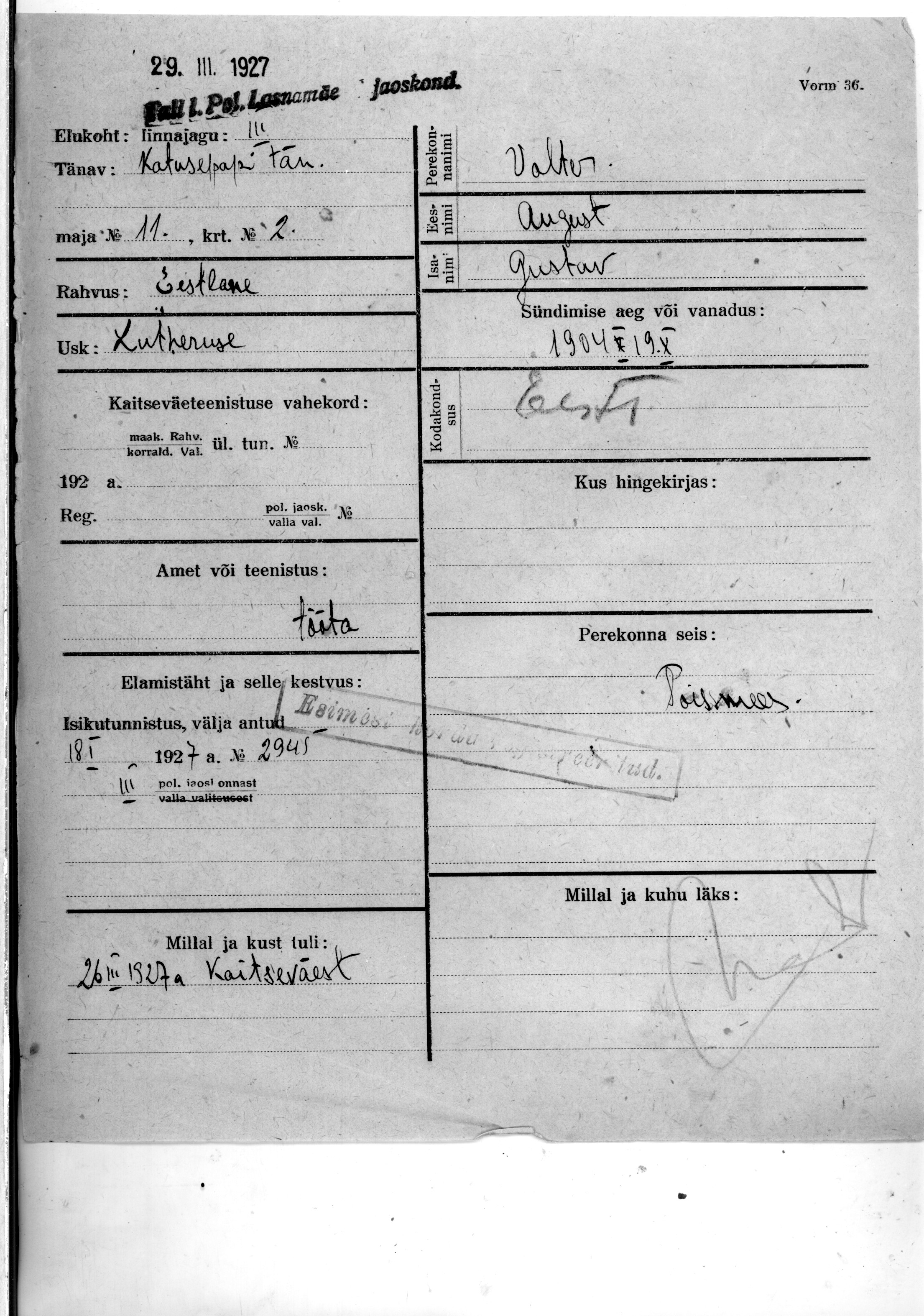 Valter, August, Gustav