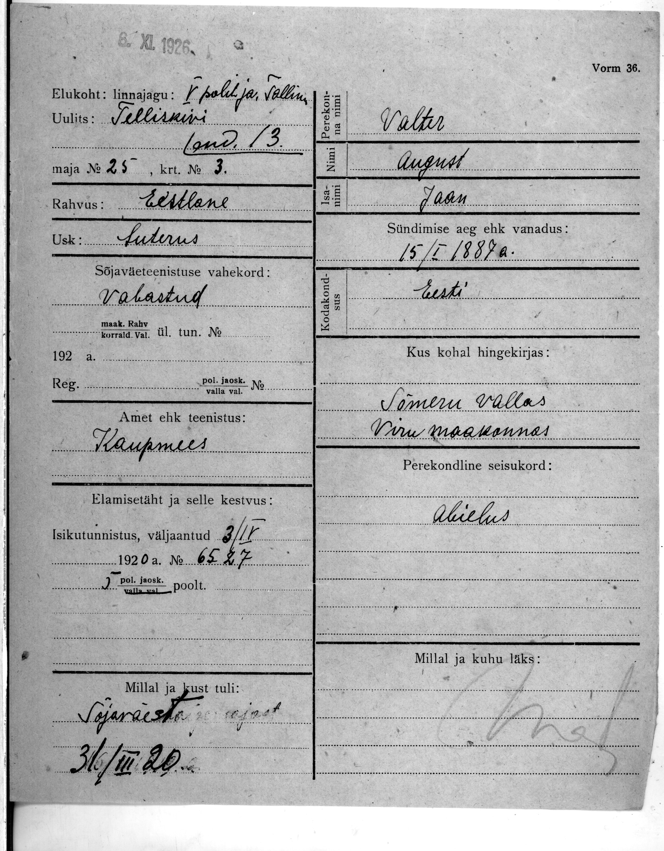 Valter, August, Jaan