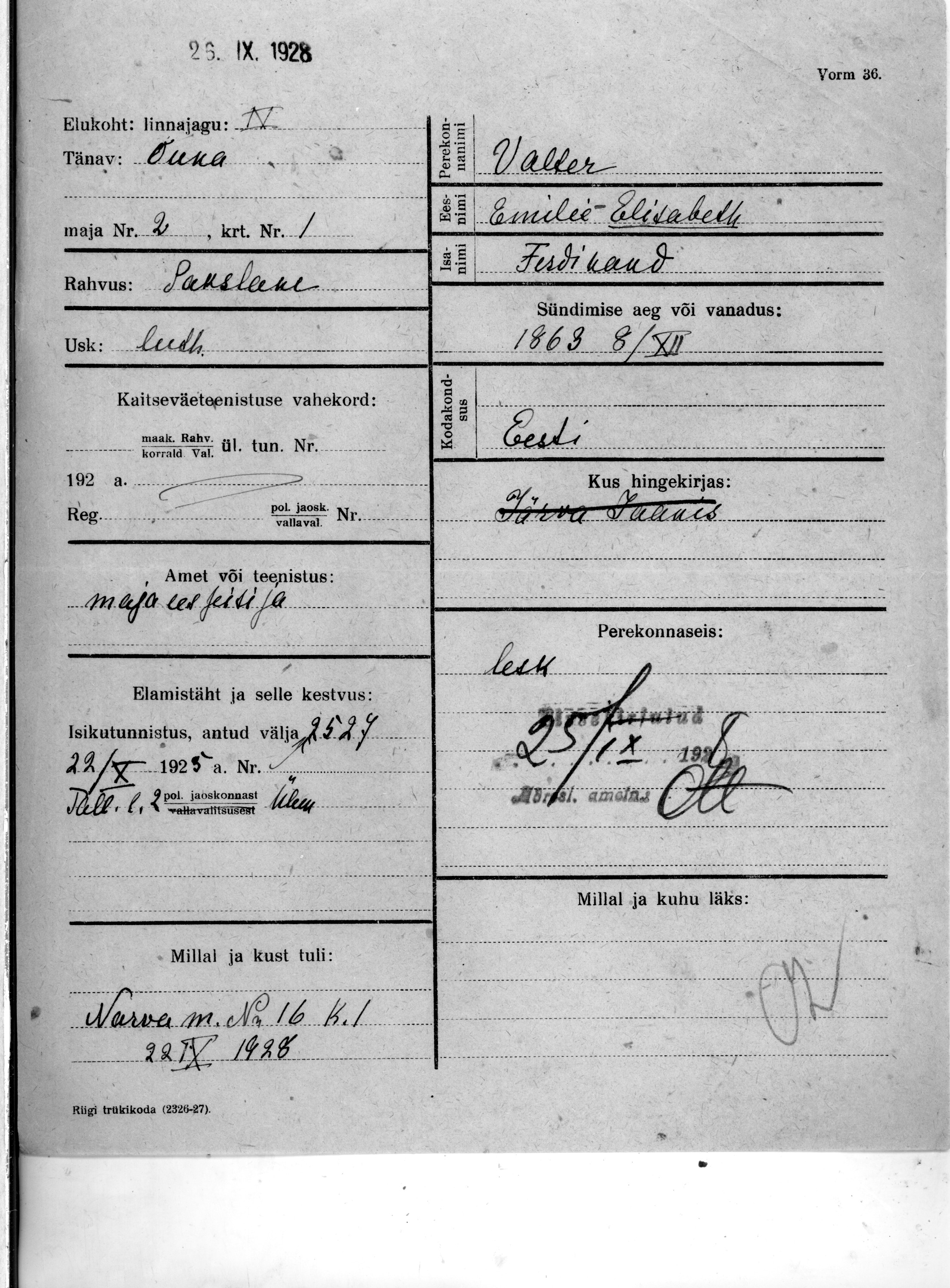 Valter, Emilie-Elisabeth, Ferdinand