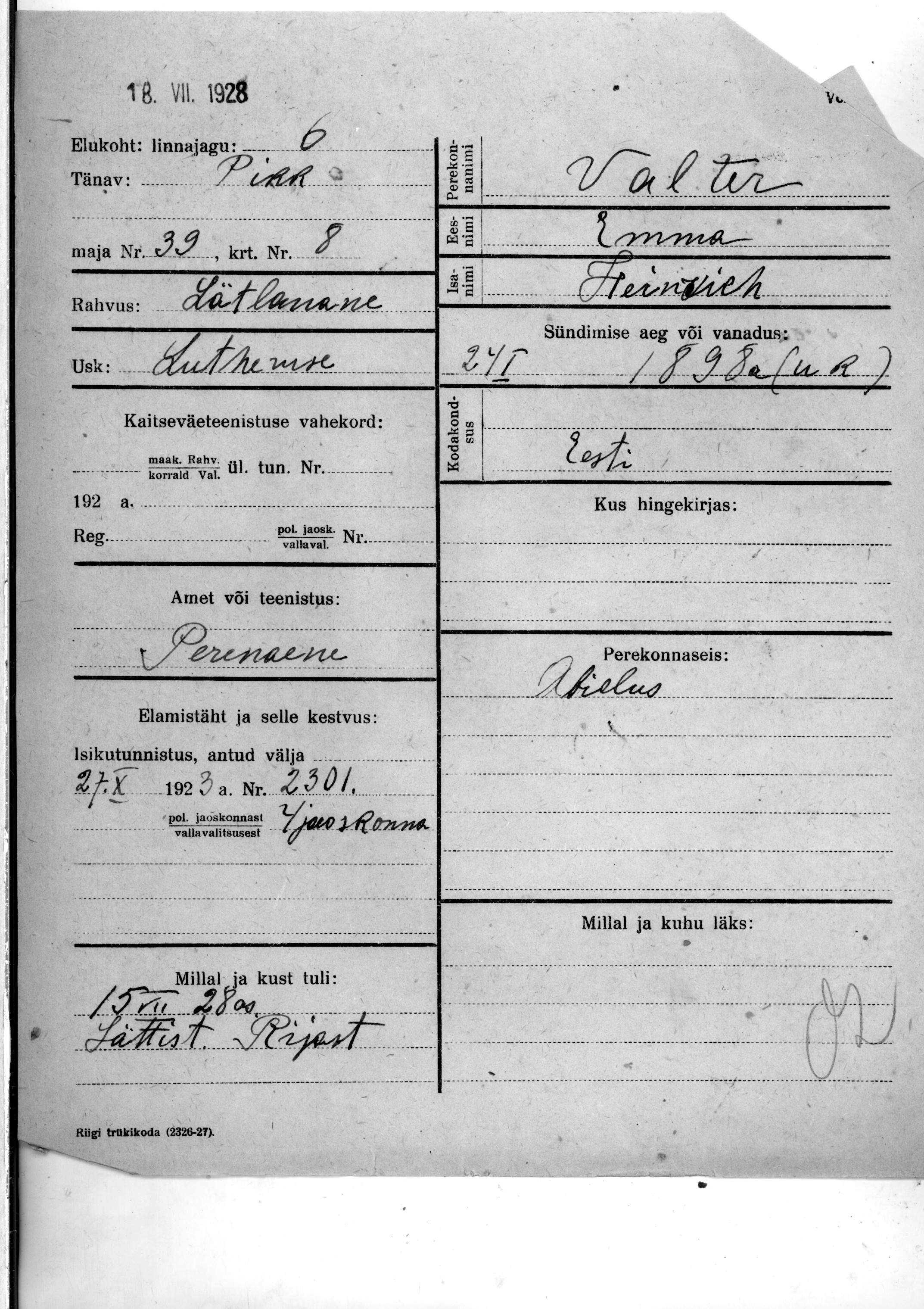 Valter, Emma, Heinrich