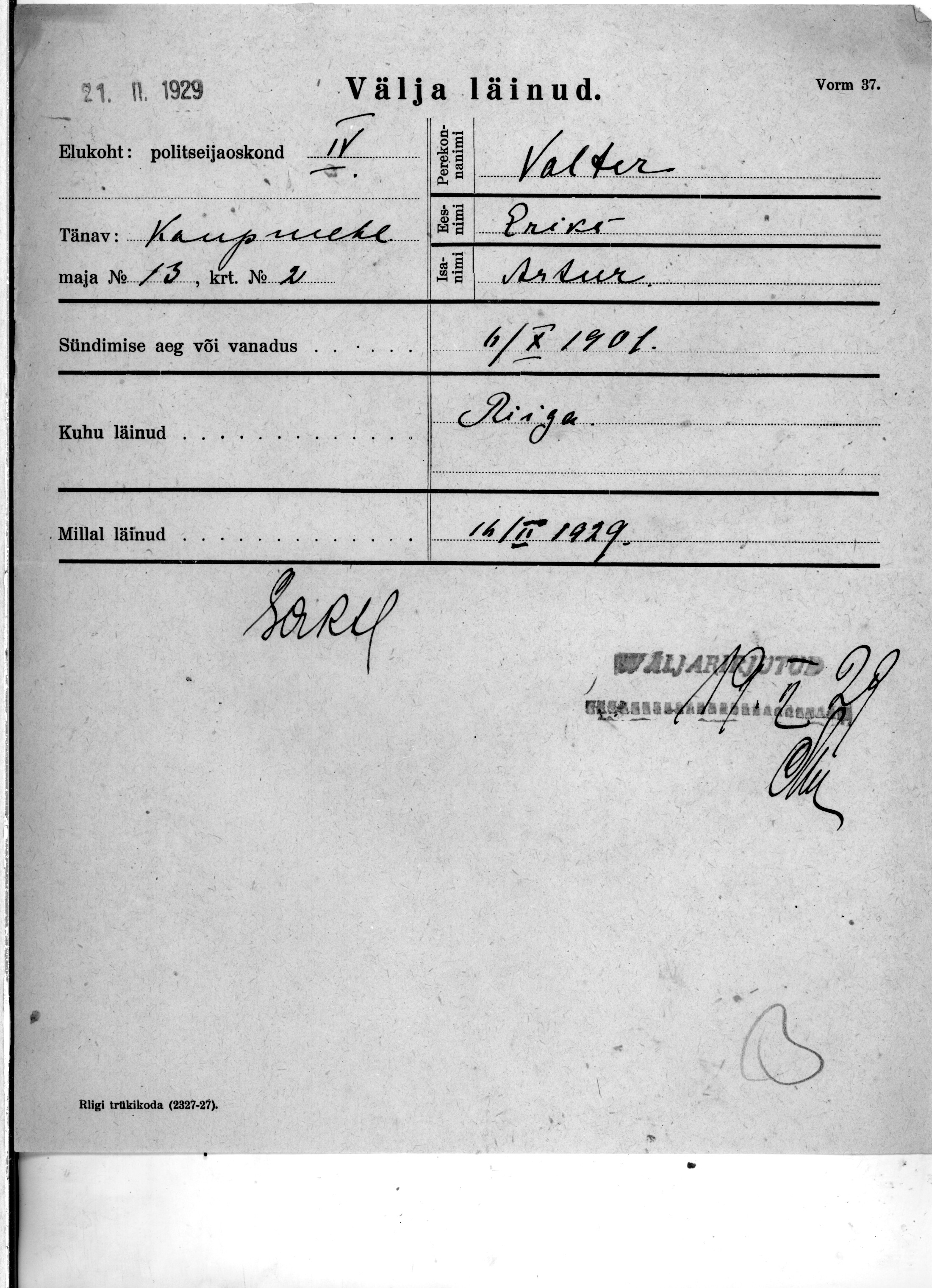 Valter, Eriks, Artur