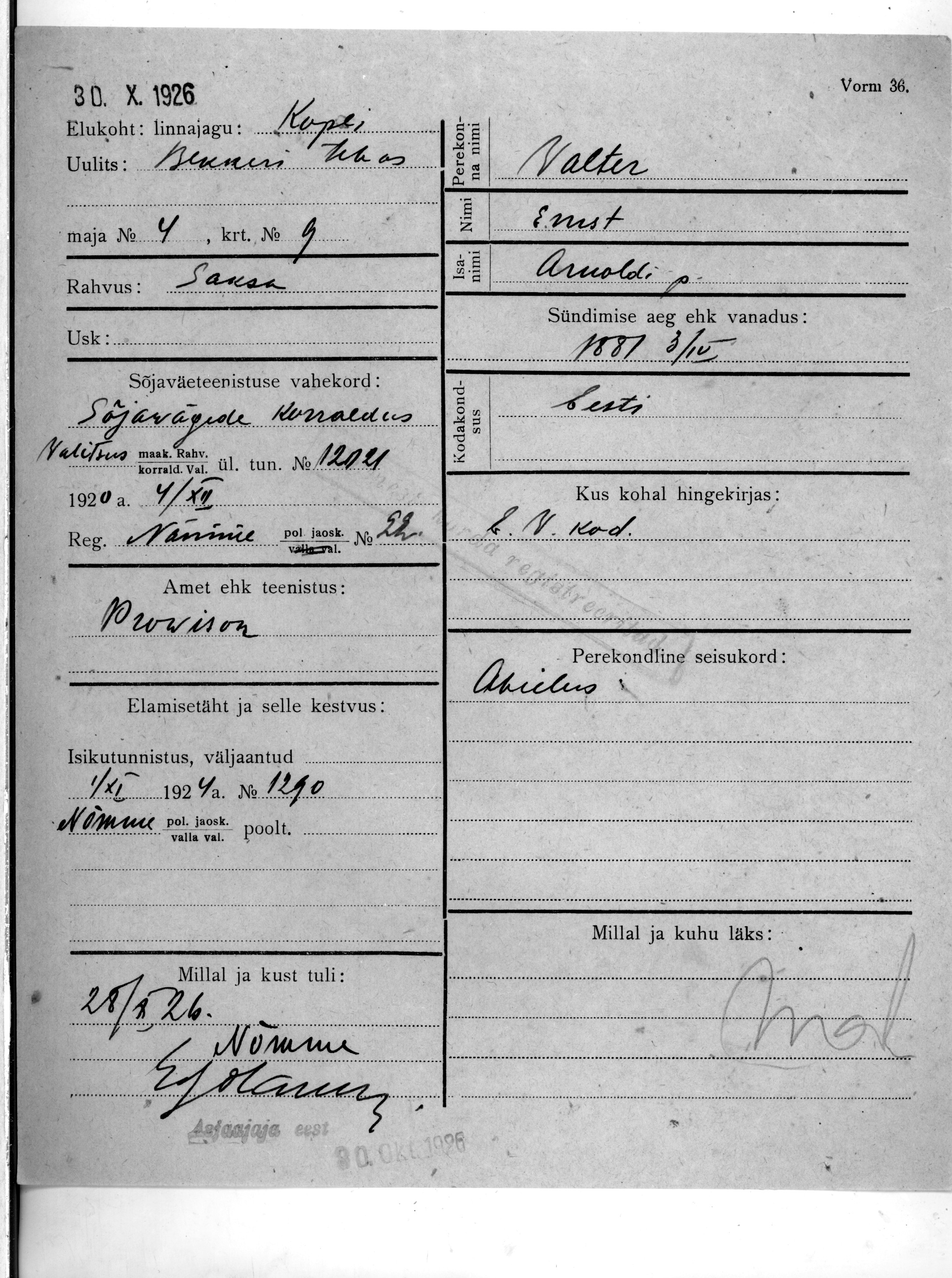 Valter, Ernst, Arnold