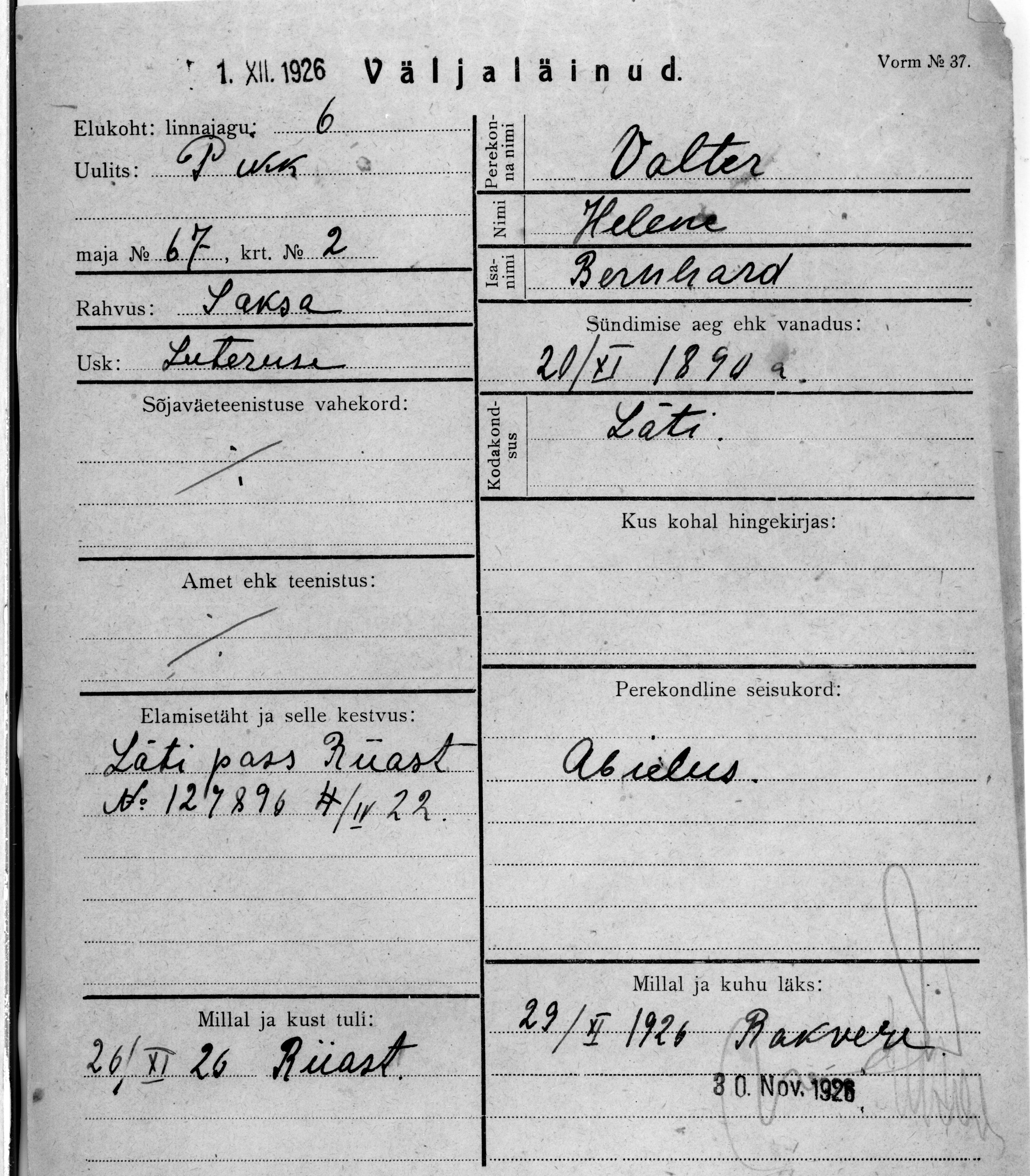 Valter, Helene, Bernhard