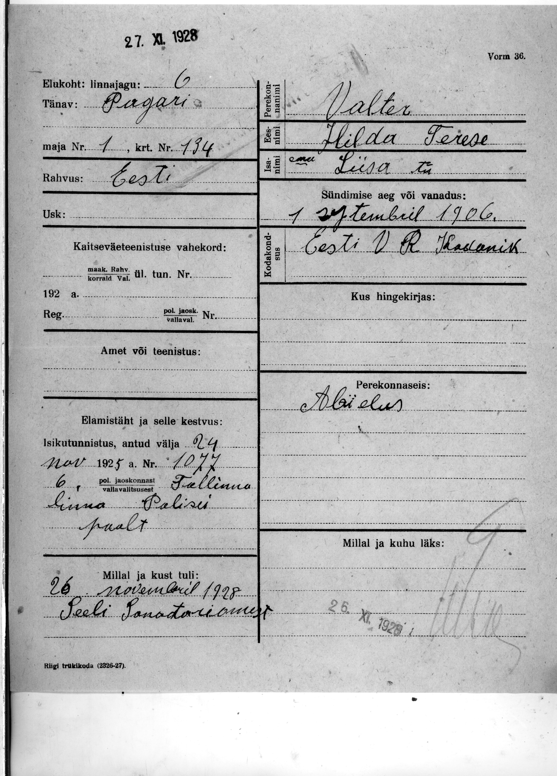 Valter, Hilda-Terese, Liisa