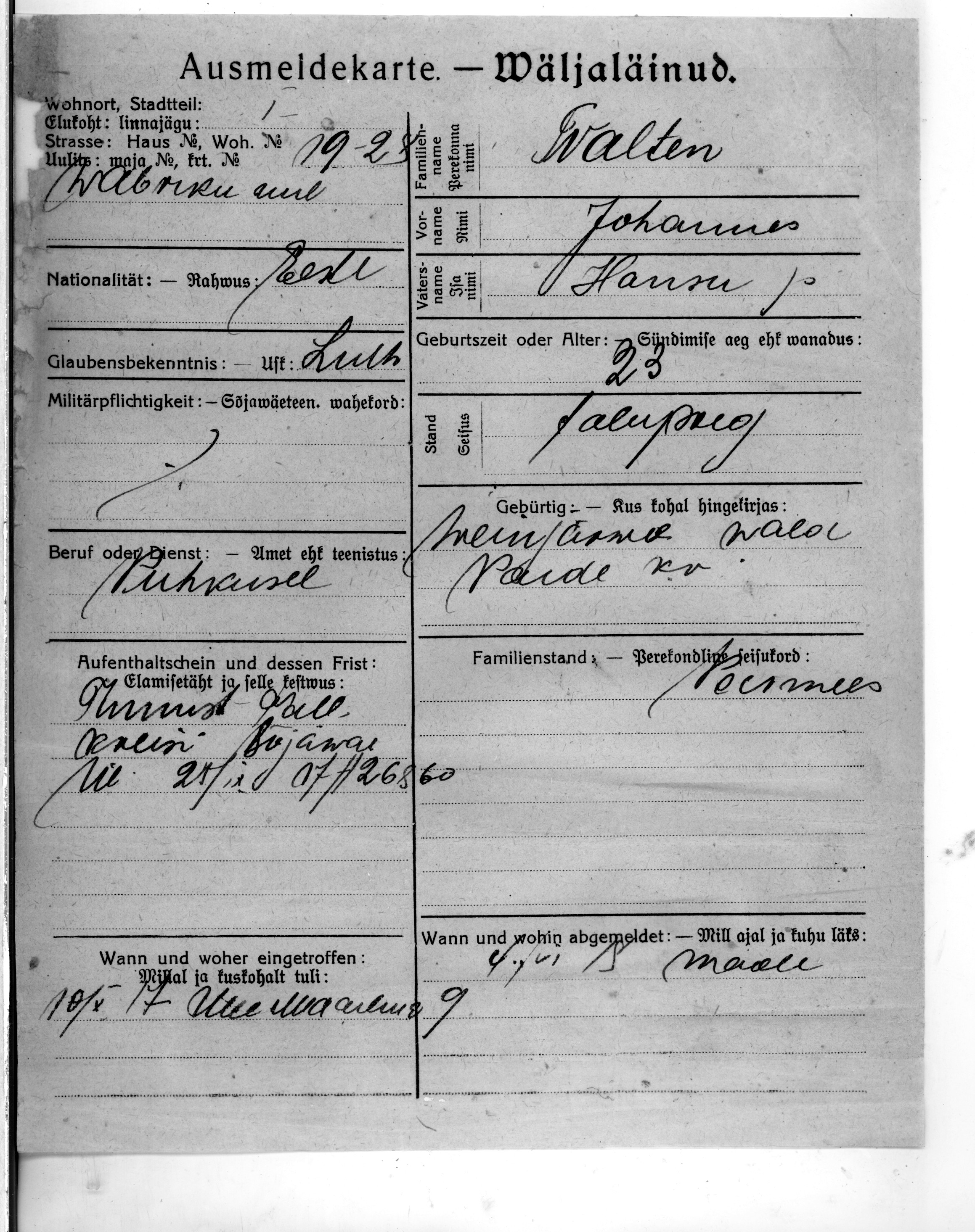 Valter, Johannes, Hans