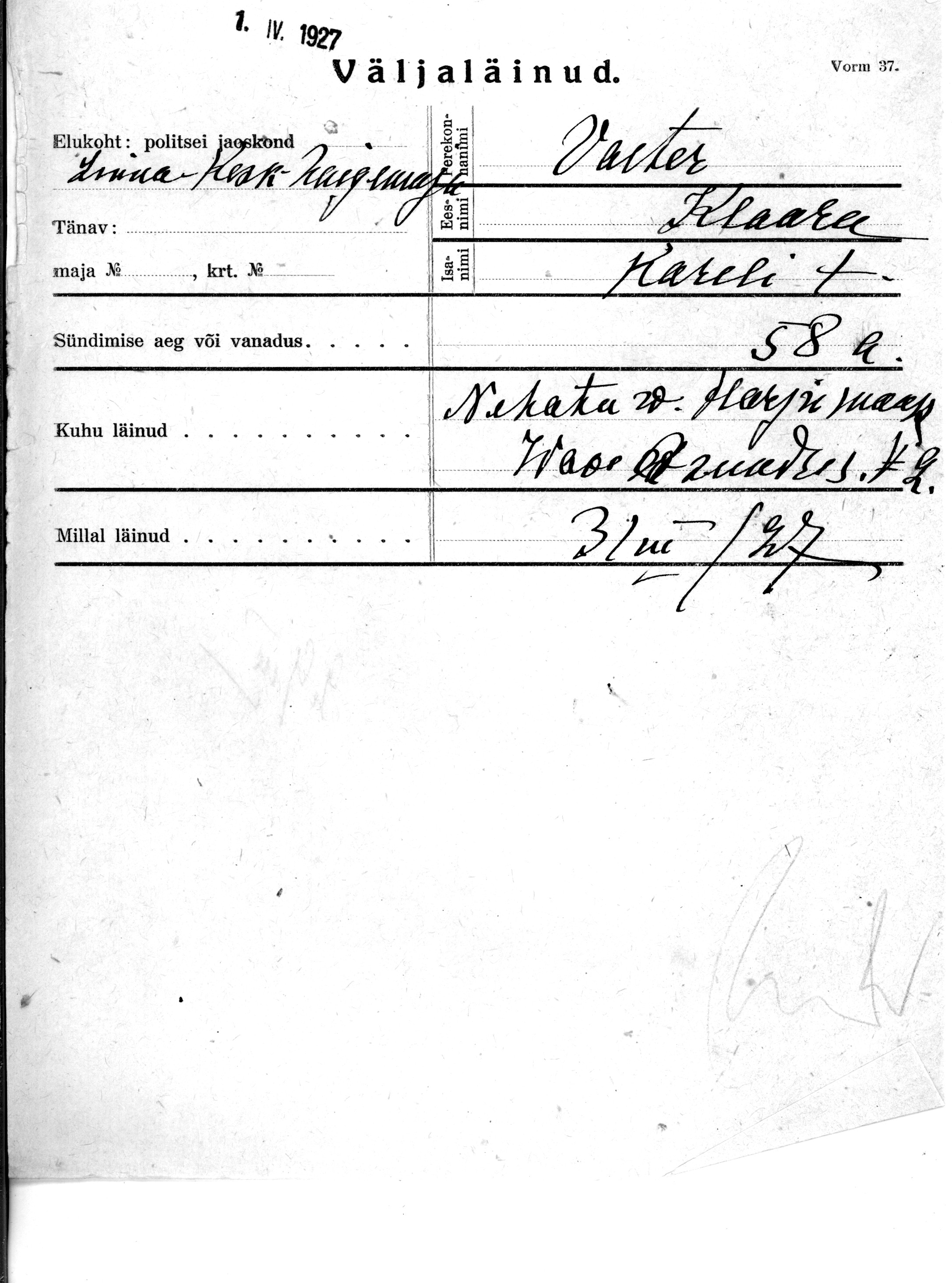 Valter, Klaara, Karel