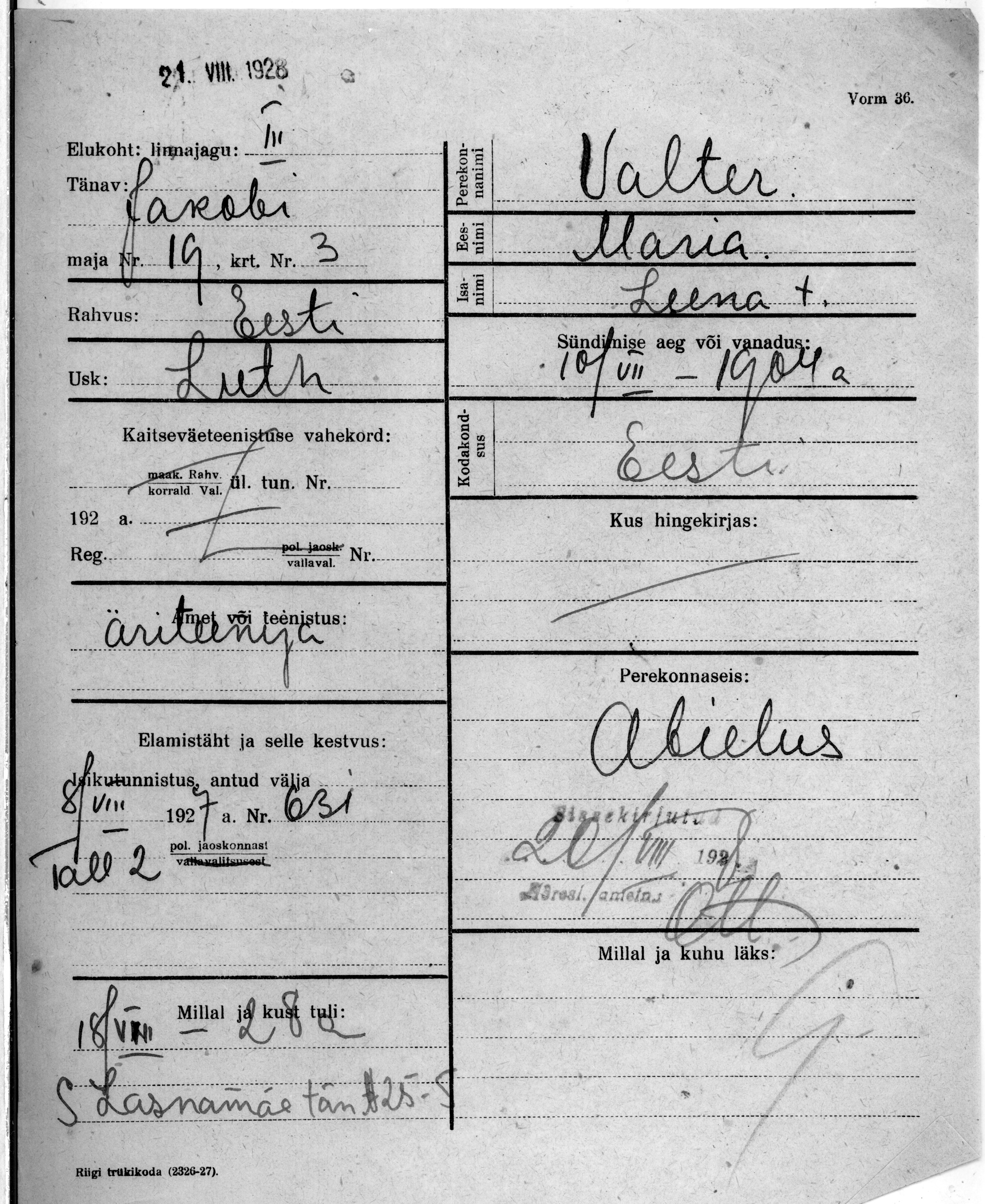 Valter, Maria, Leena