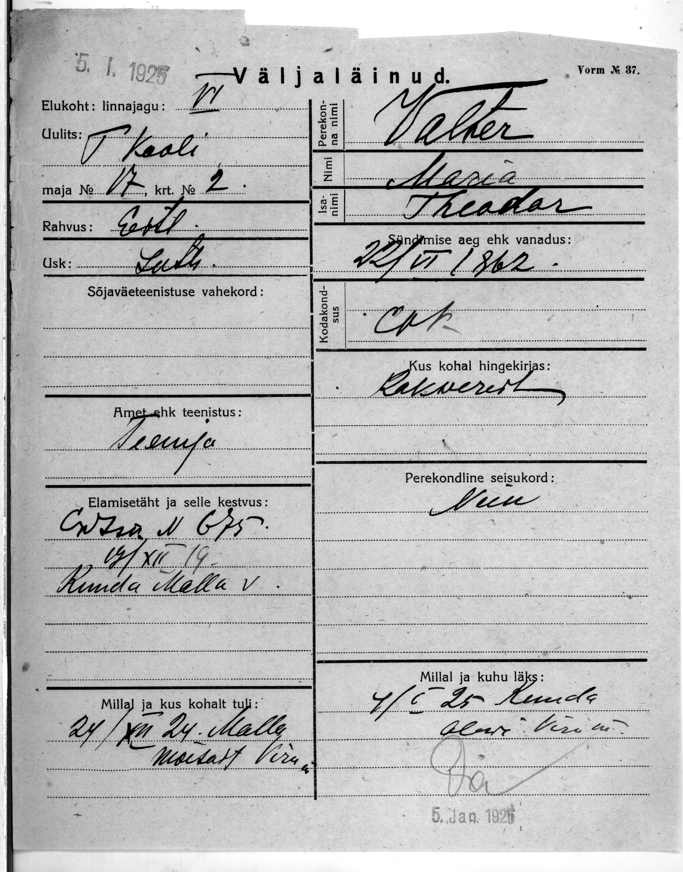 Valter, Maria, Theodor