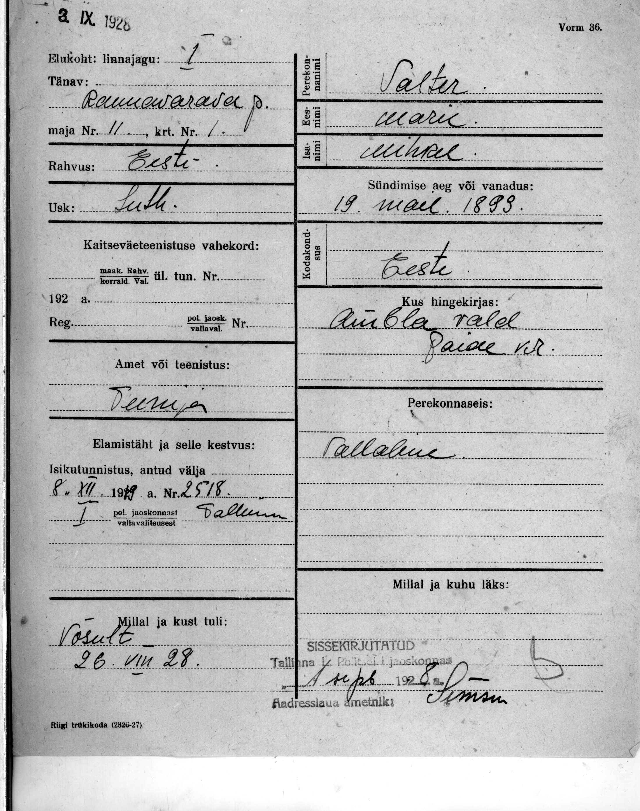 Valter, Marie, Mihkel