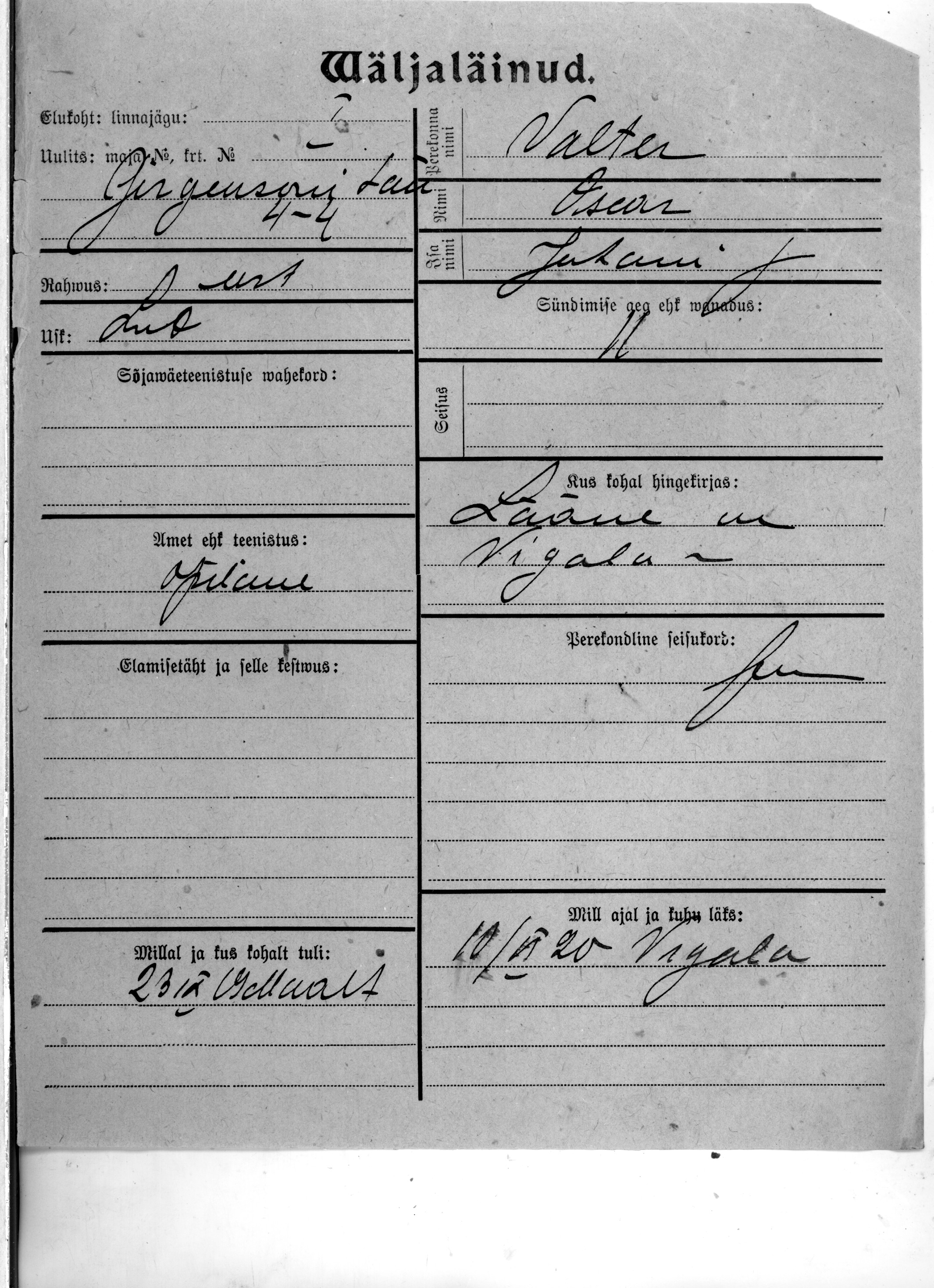 Valter, Oscar, Juhan