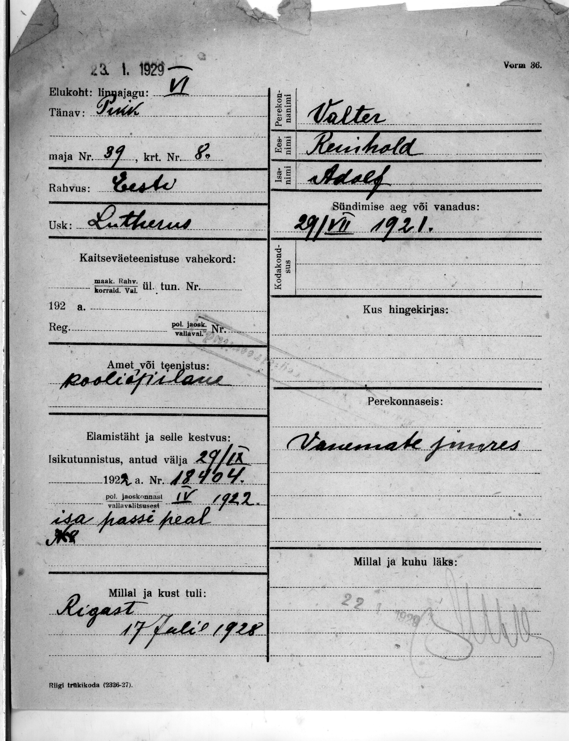 Valter, Reinhold, Adolf