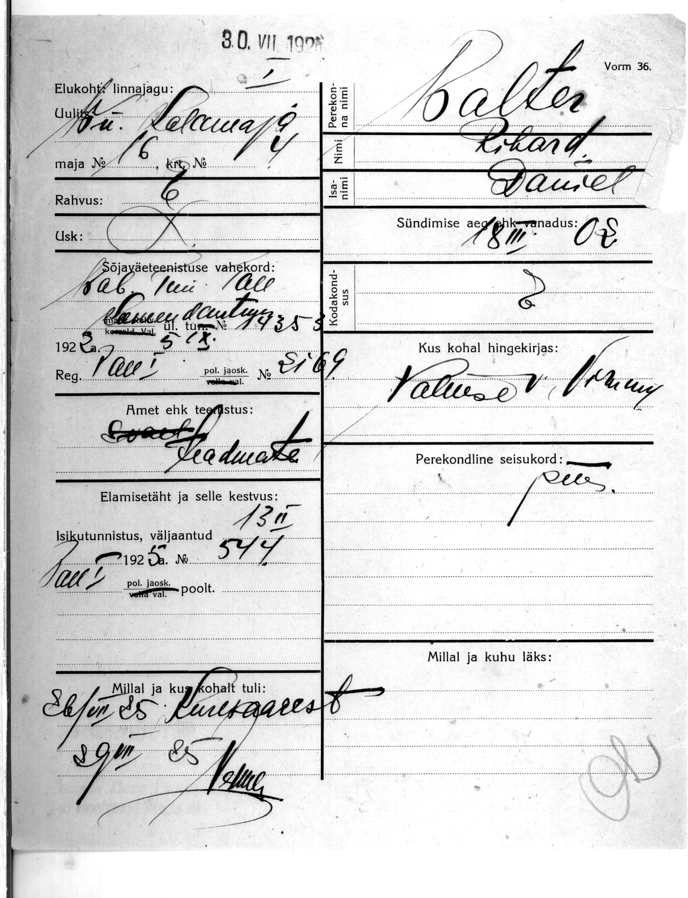 Valter, Rihard, Daniel