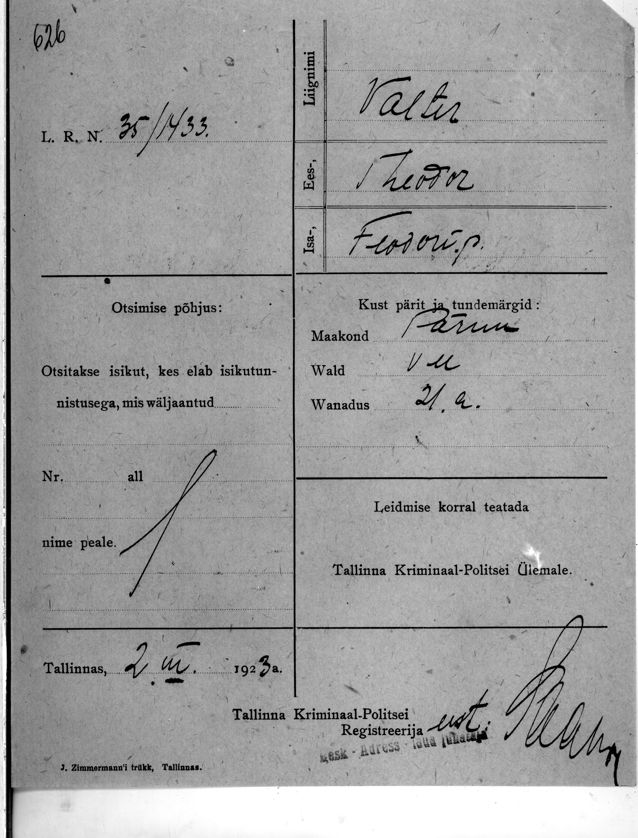 Valter, Theodor, Feodor