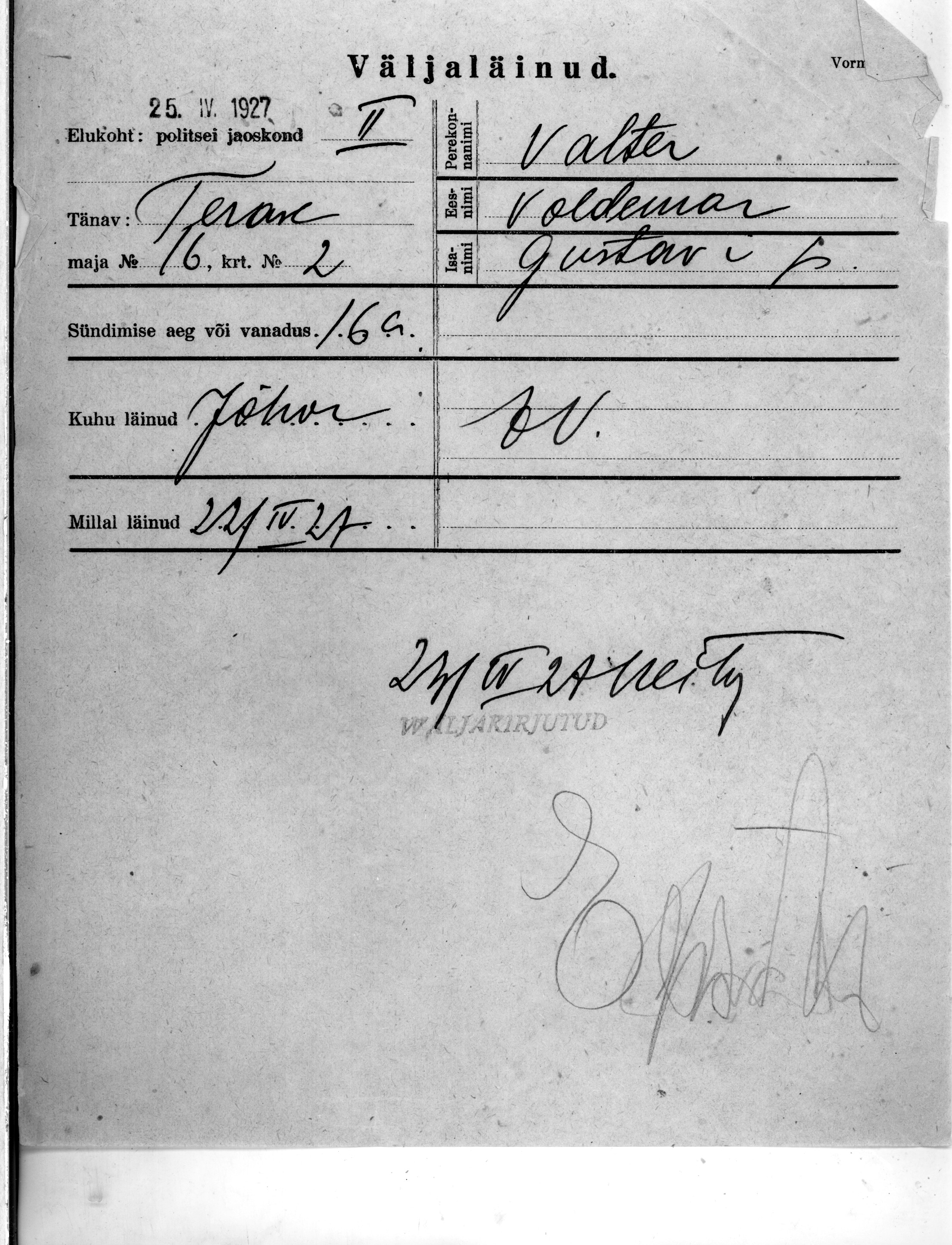 Valter, Voldemar, Gustav