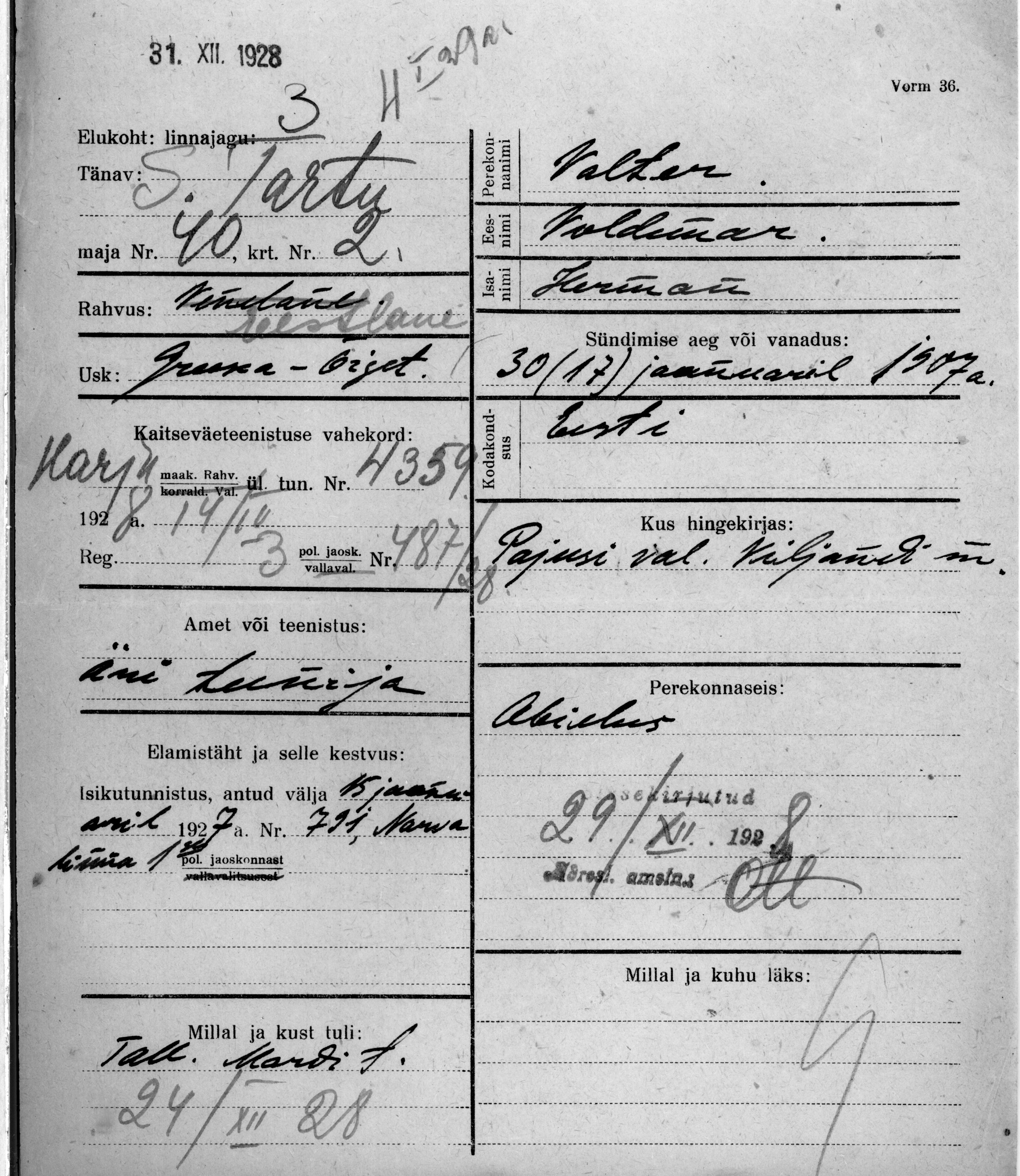 Valter, Voldemar, Herman