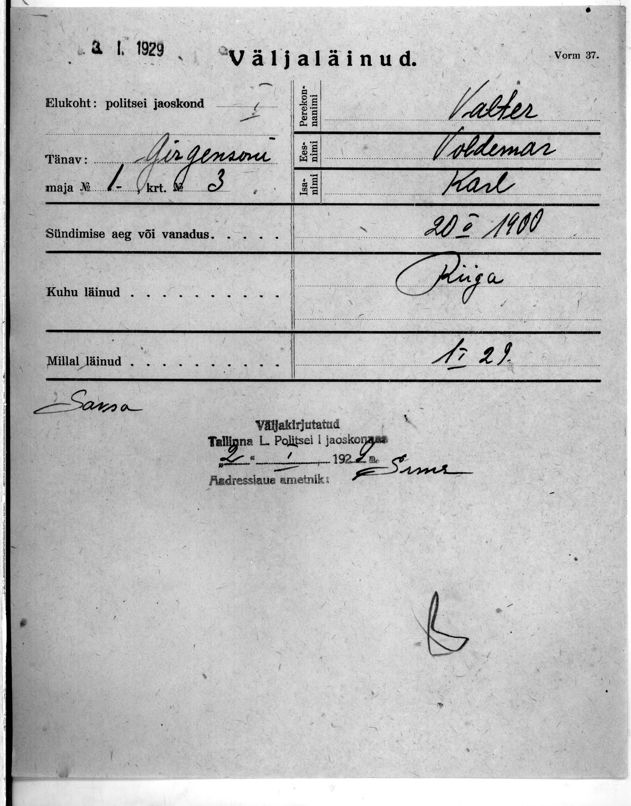 Valter, Voldemar, Karl