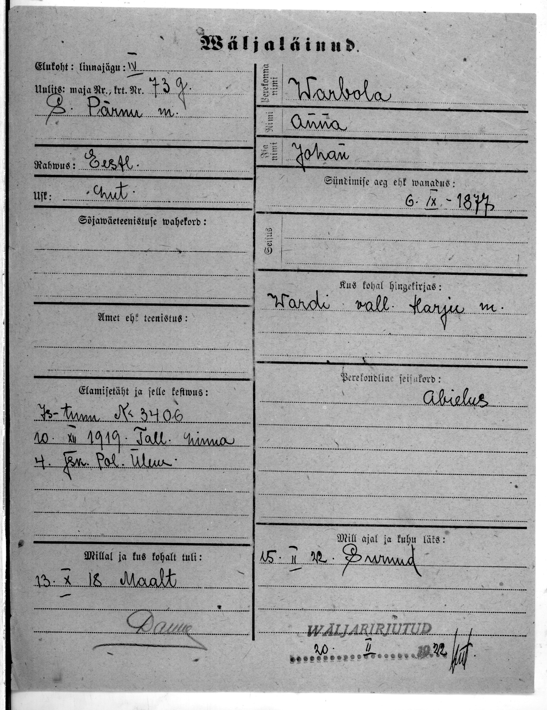 Warbola, Anna, Johan