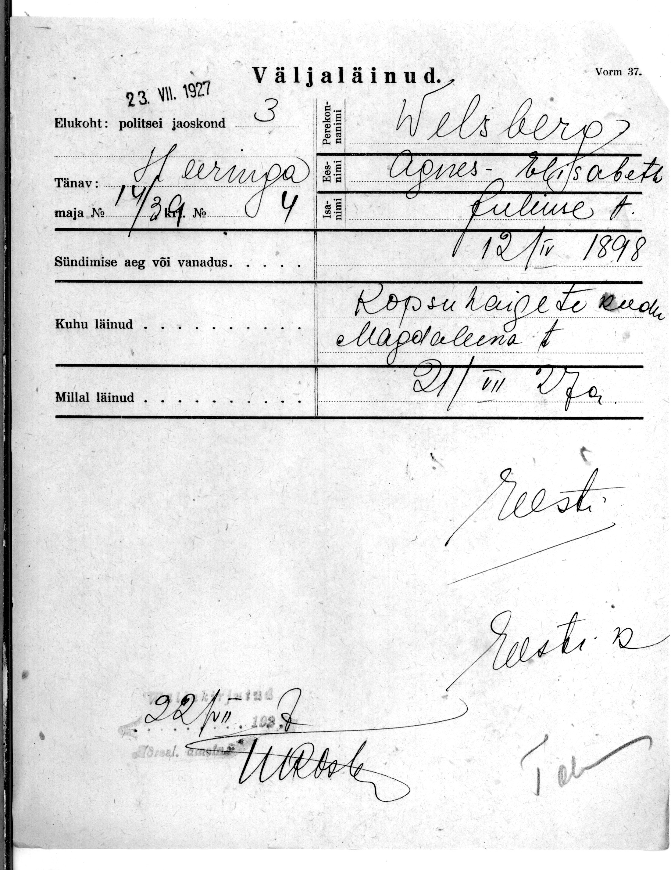 Welsberg, Agnes-Elisabeth, Julius