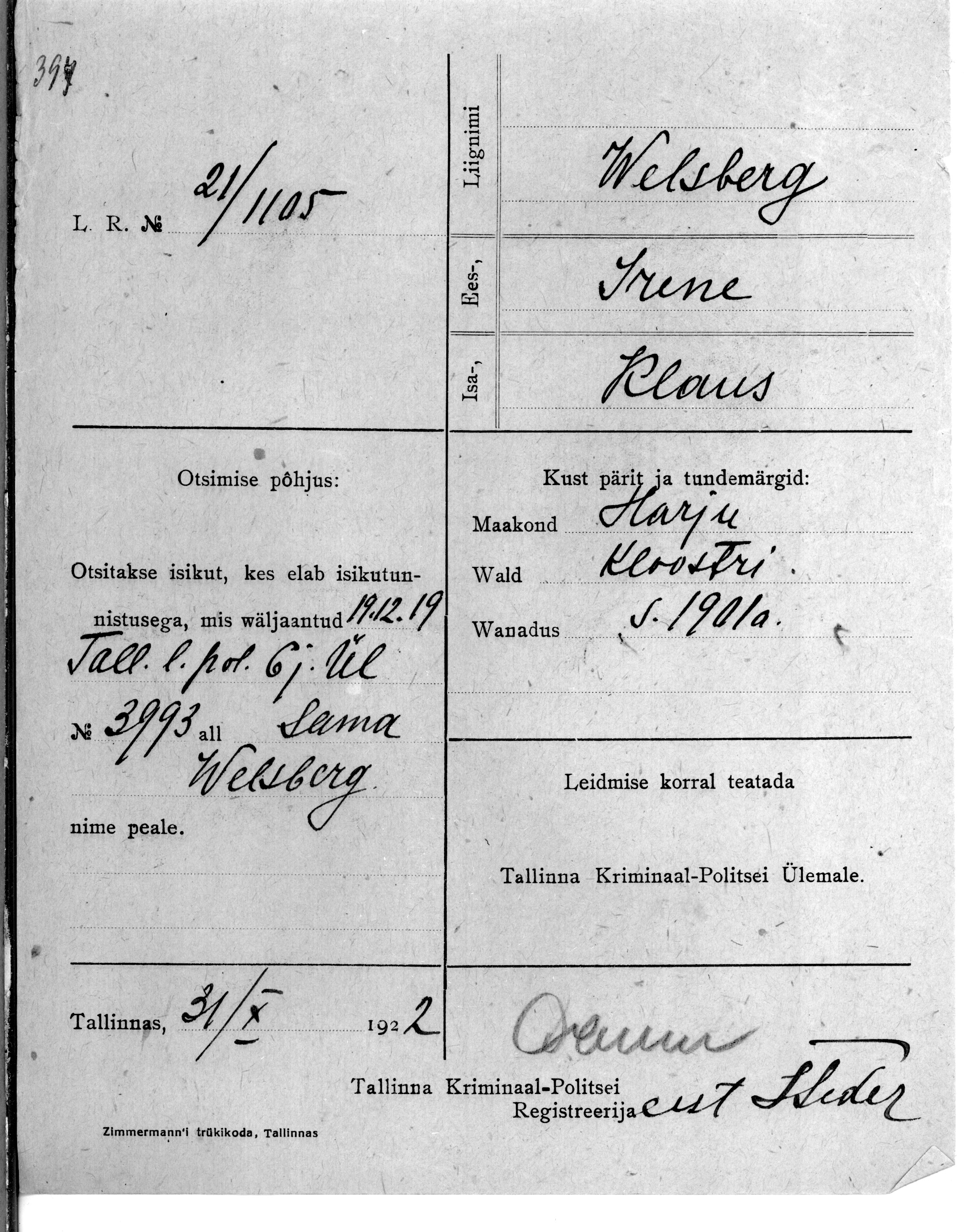 Welsberg, Irene, Klaus