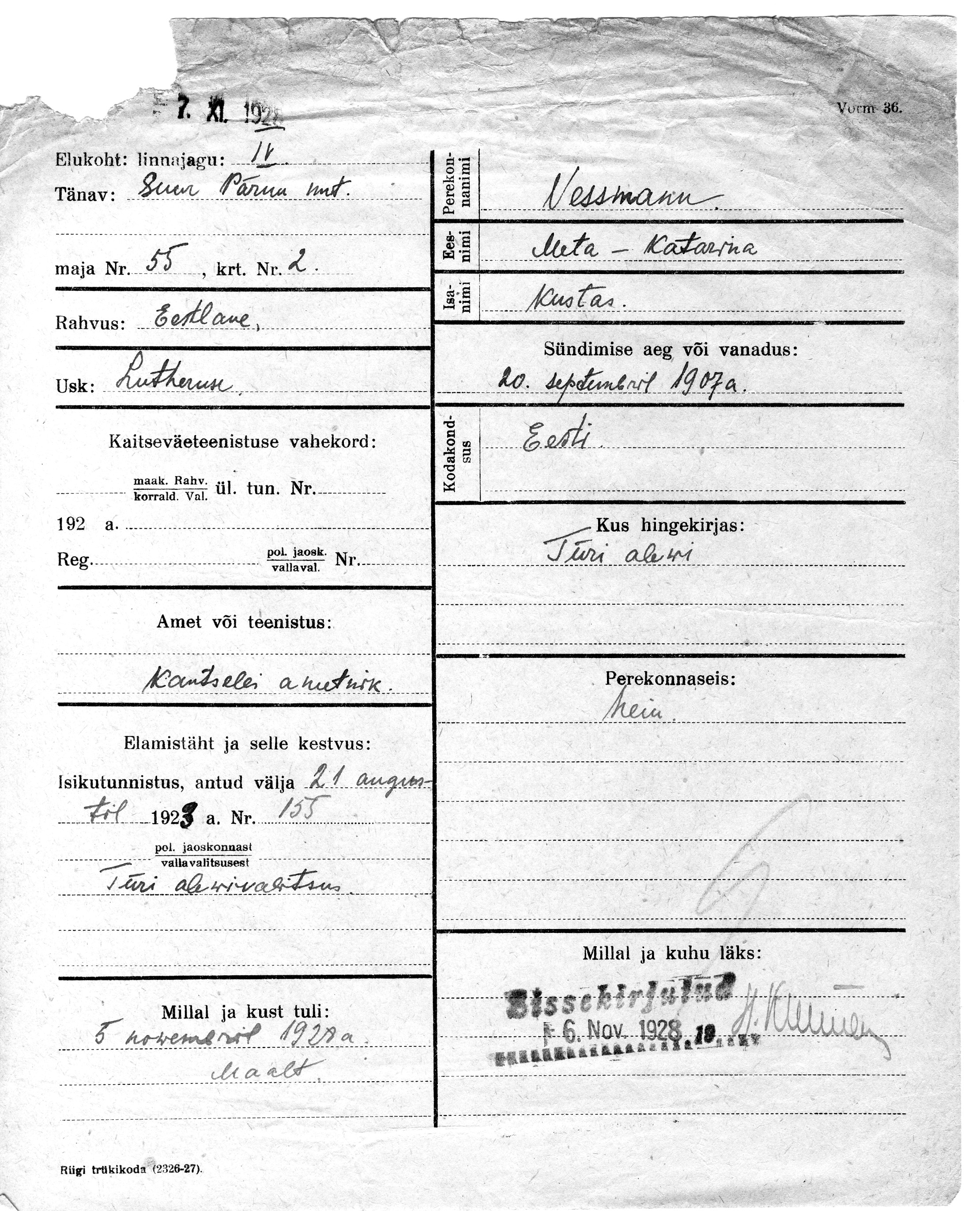 Vessmann, Meta-Katarina, Kustas