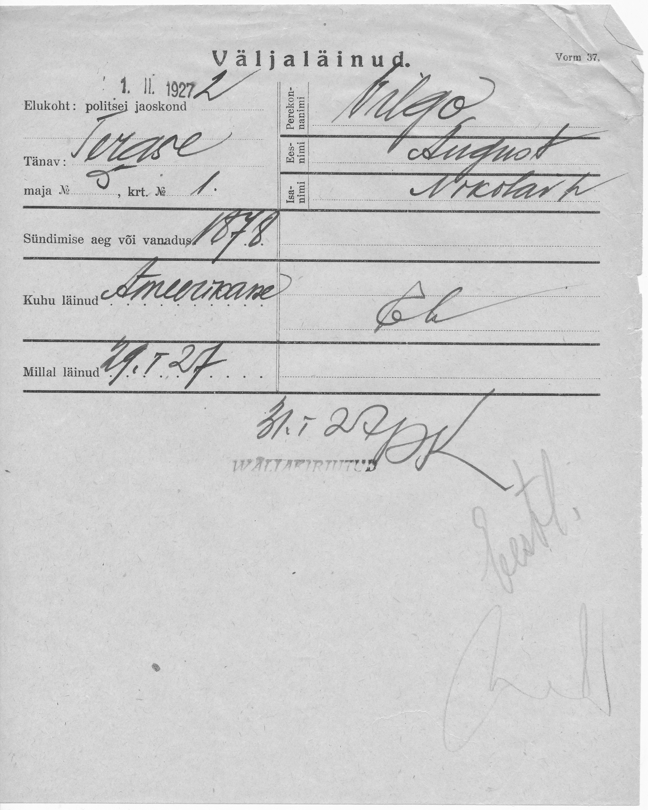 Vilgo, August, Nikolai